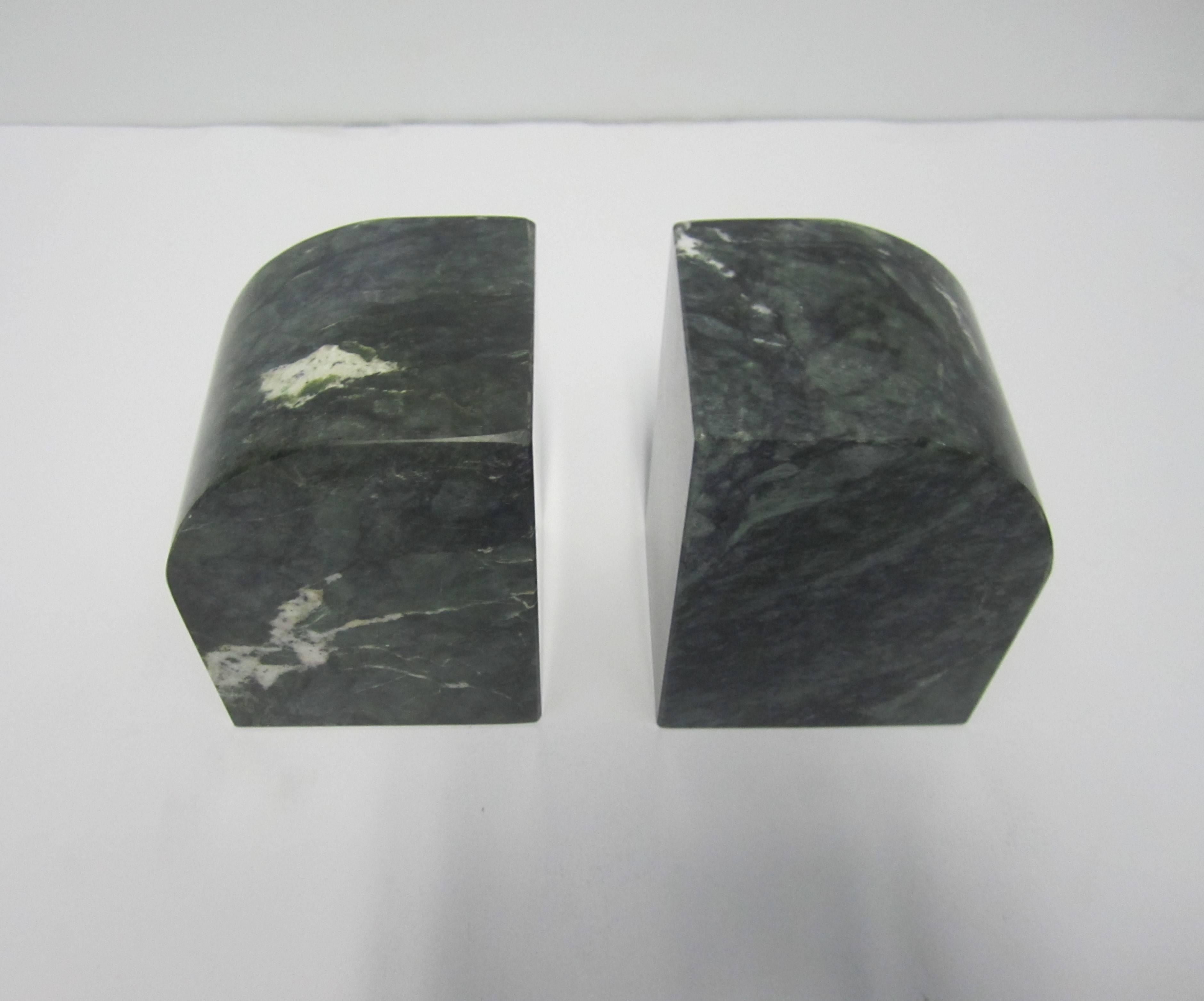 Italian '70s Modern Green and White Marble Bookends 4