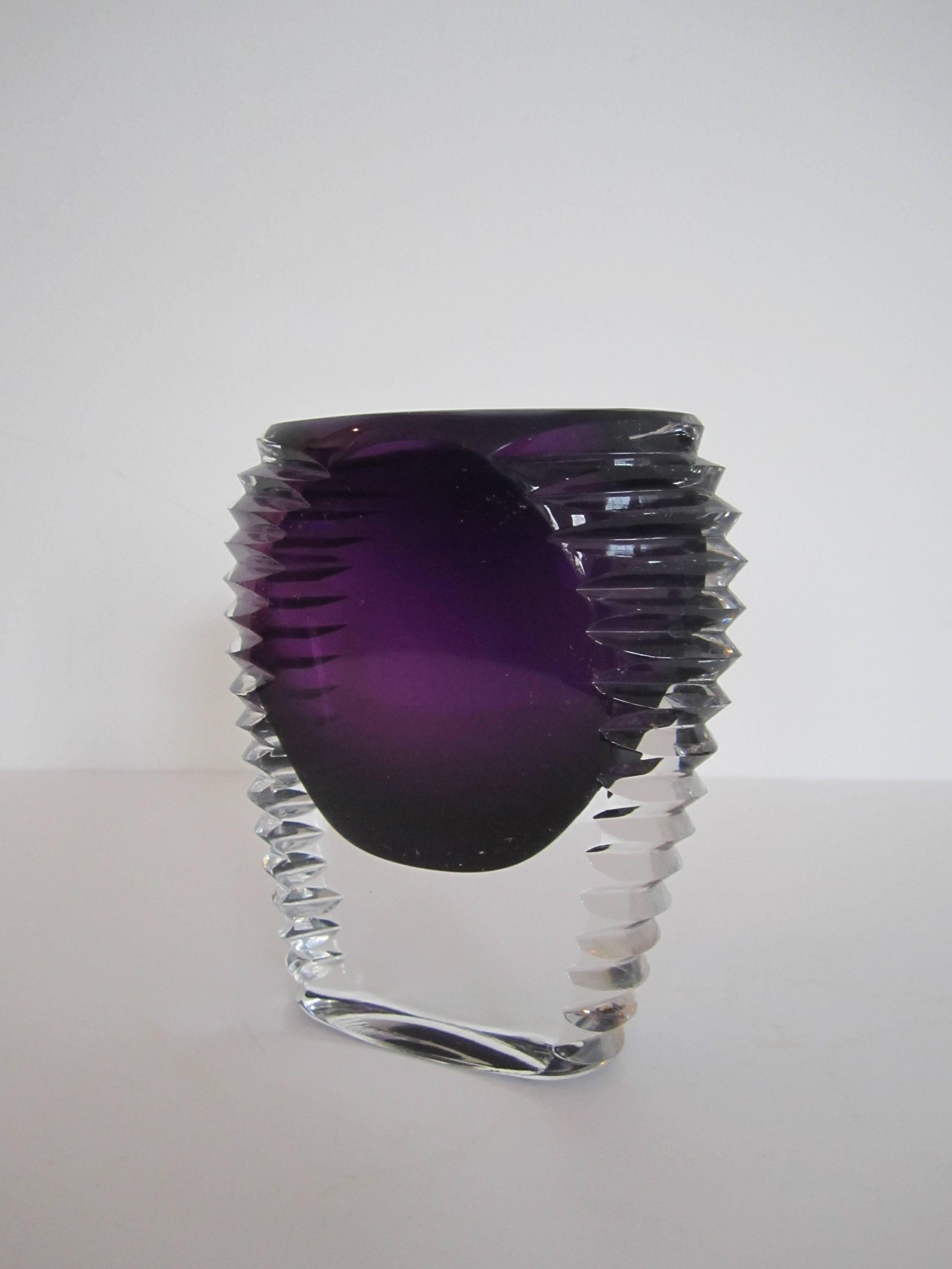 European Amethyst Purple and Clear Art Glass Vase 2