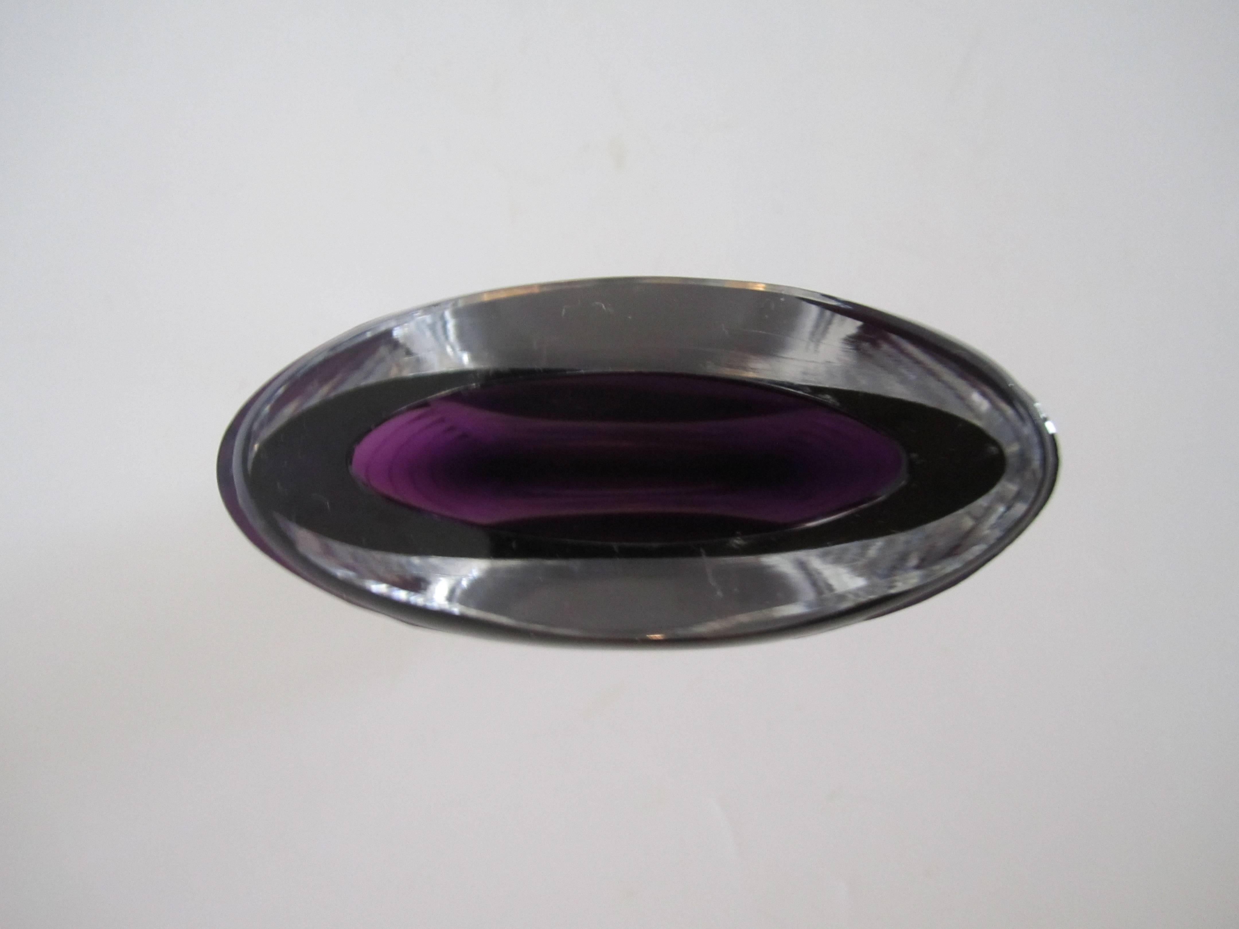 European Amethyst Purple and Clear Art Glass Vase 1
