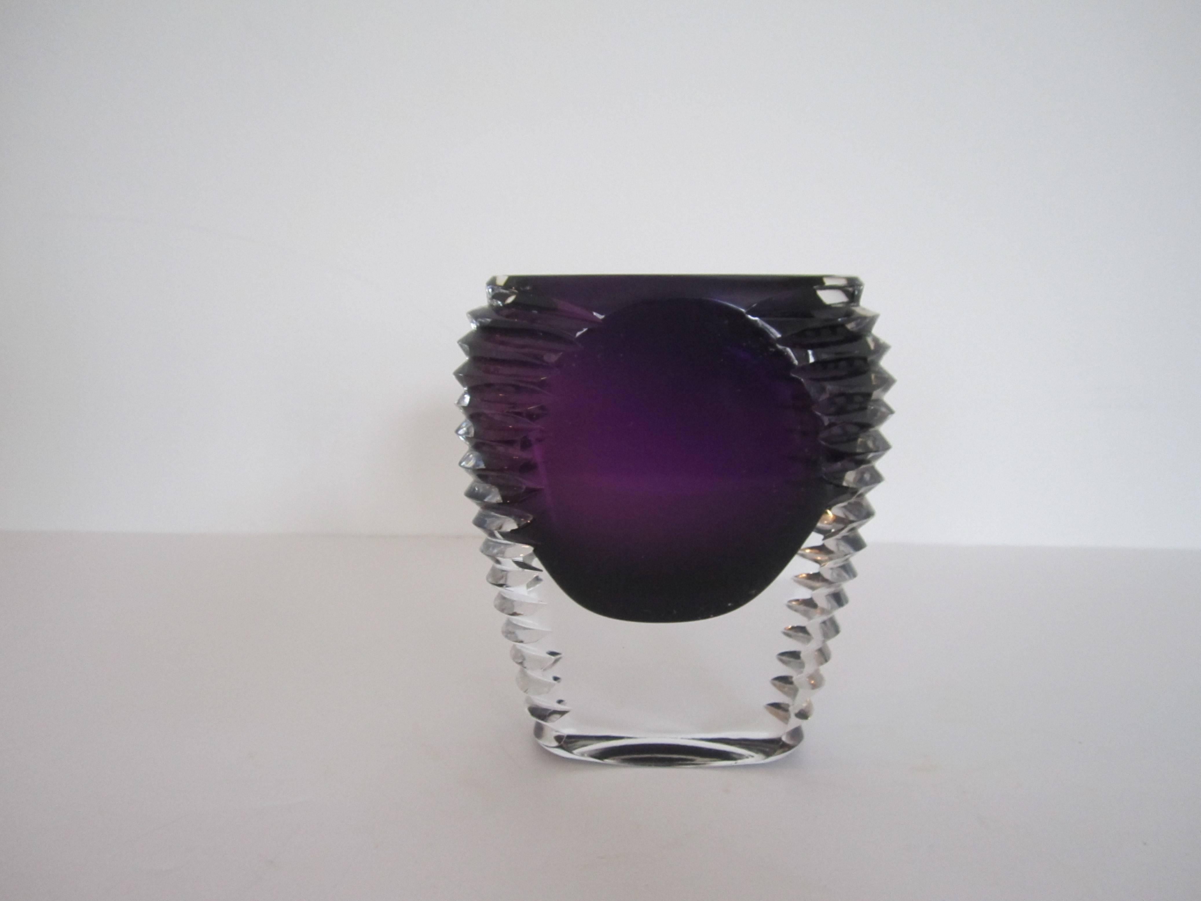 European Amethyst Purple and Clear Art Glass Vase 5