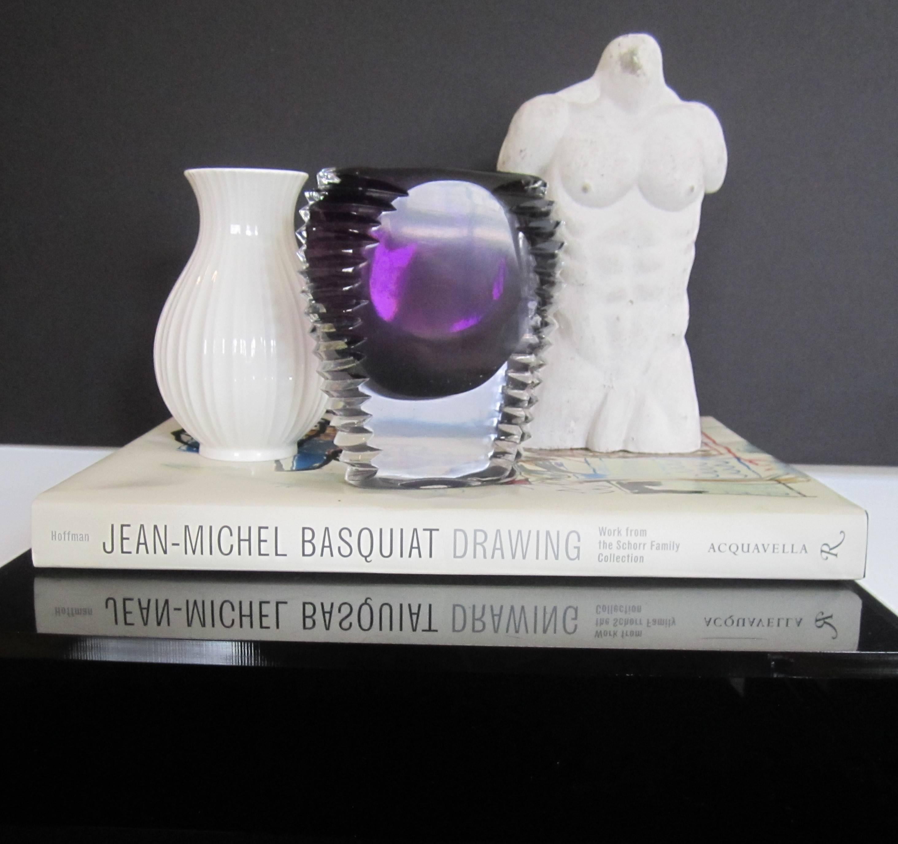 Modern European Amethyst Purple and Clear Art Glass Vase