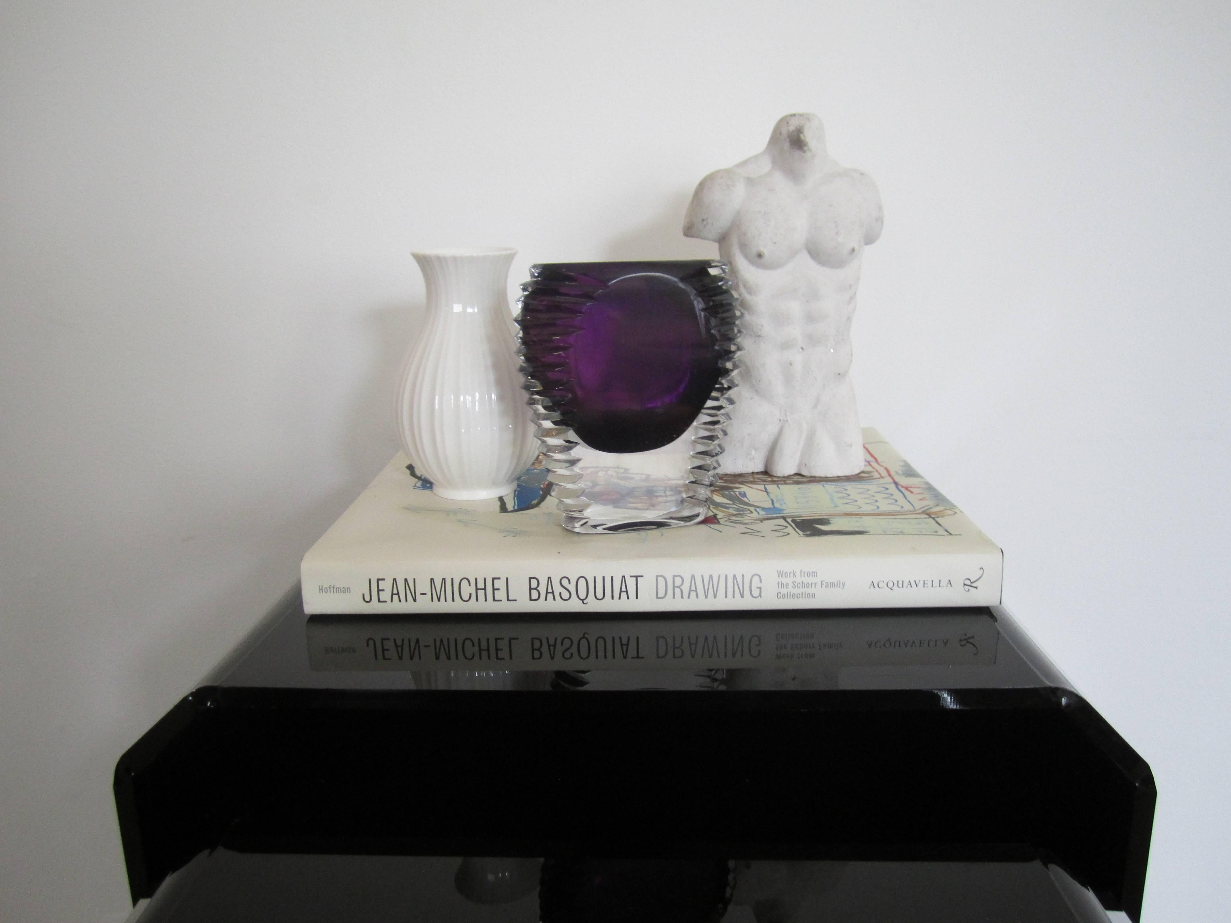 European Amethyst Purple and Clear Art Glass Vase In Good Condition In New York, NY