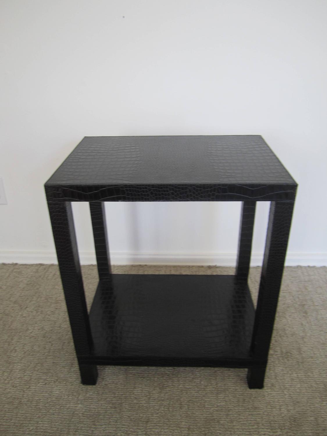 Vintage Modern Black Leather Table, France For Sale at 1stdibs
