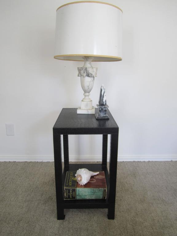 French Black Leather End Table For Sale at 1stdibs