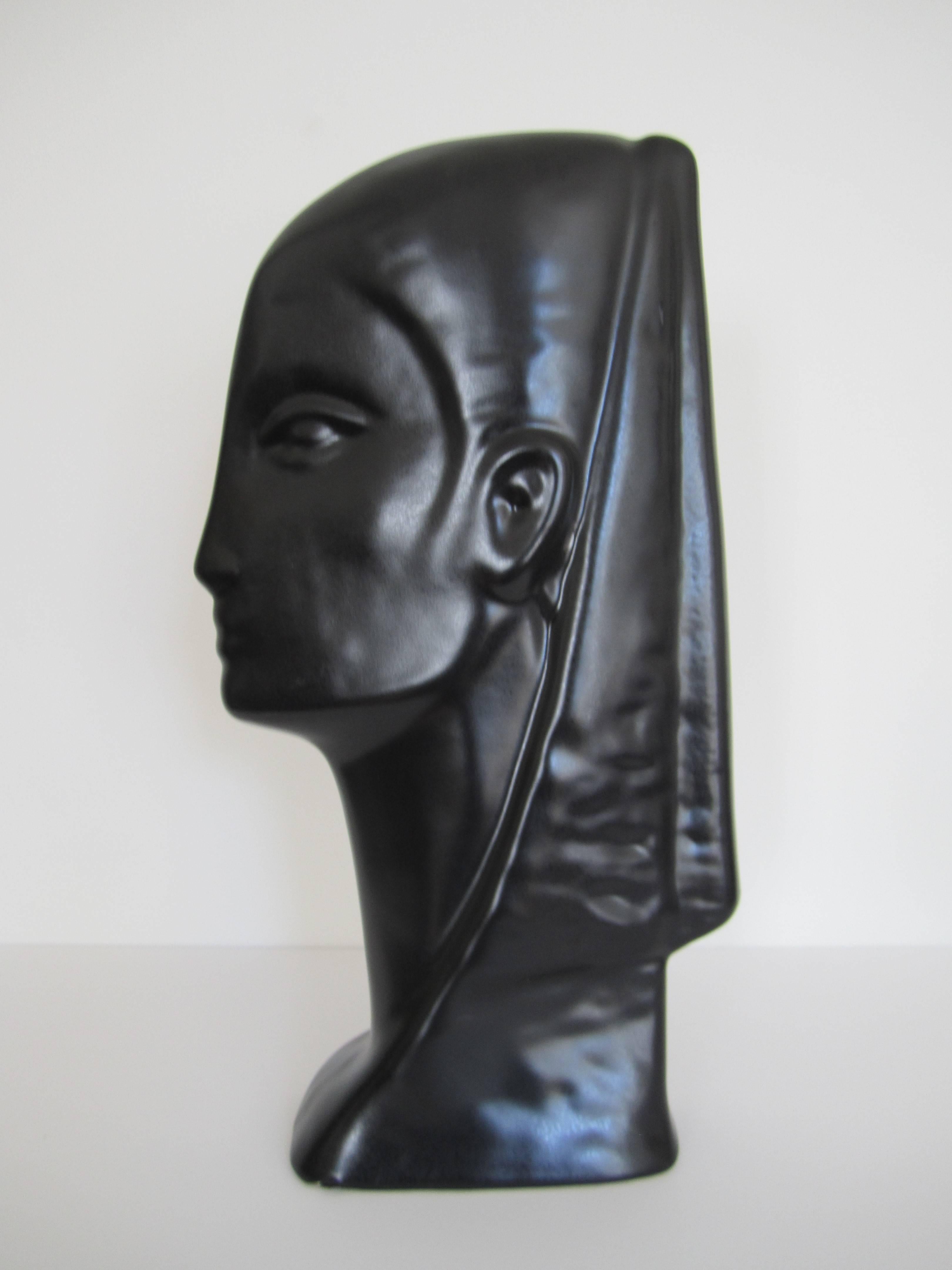 Ceramic Female Face Bust Sculpture  For Sale