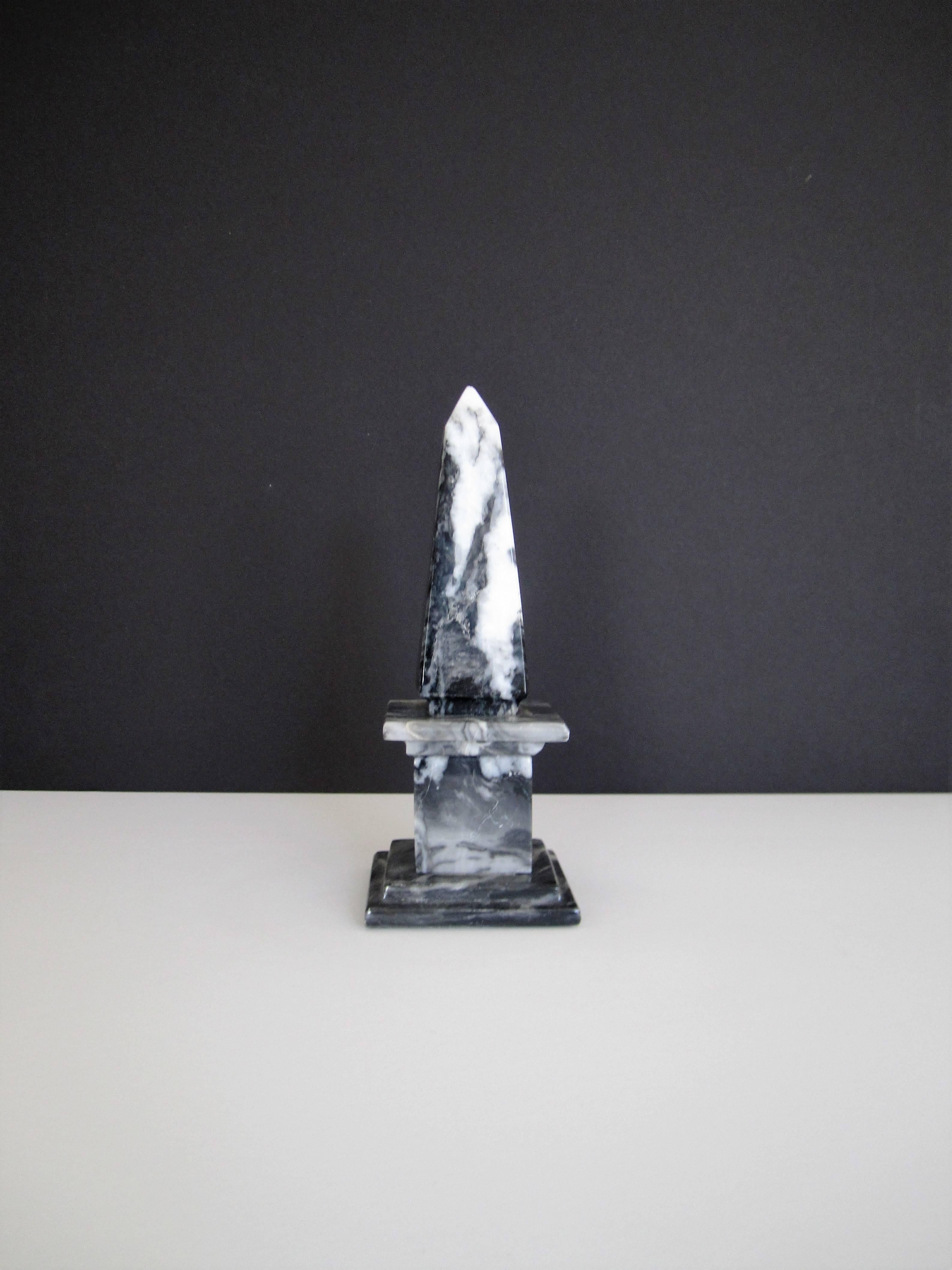 Modern Black and White Marble Obelisk, 1970s 3