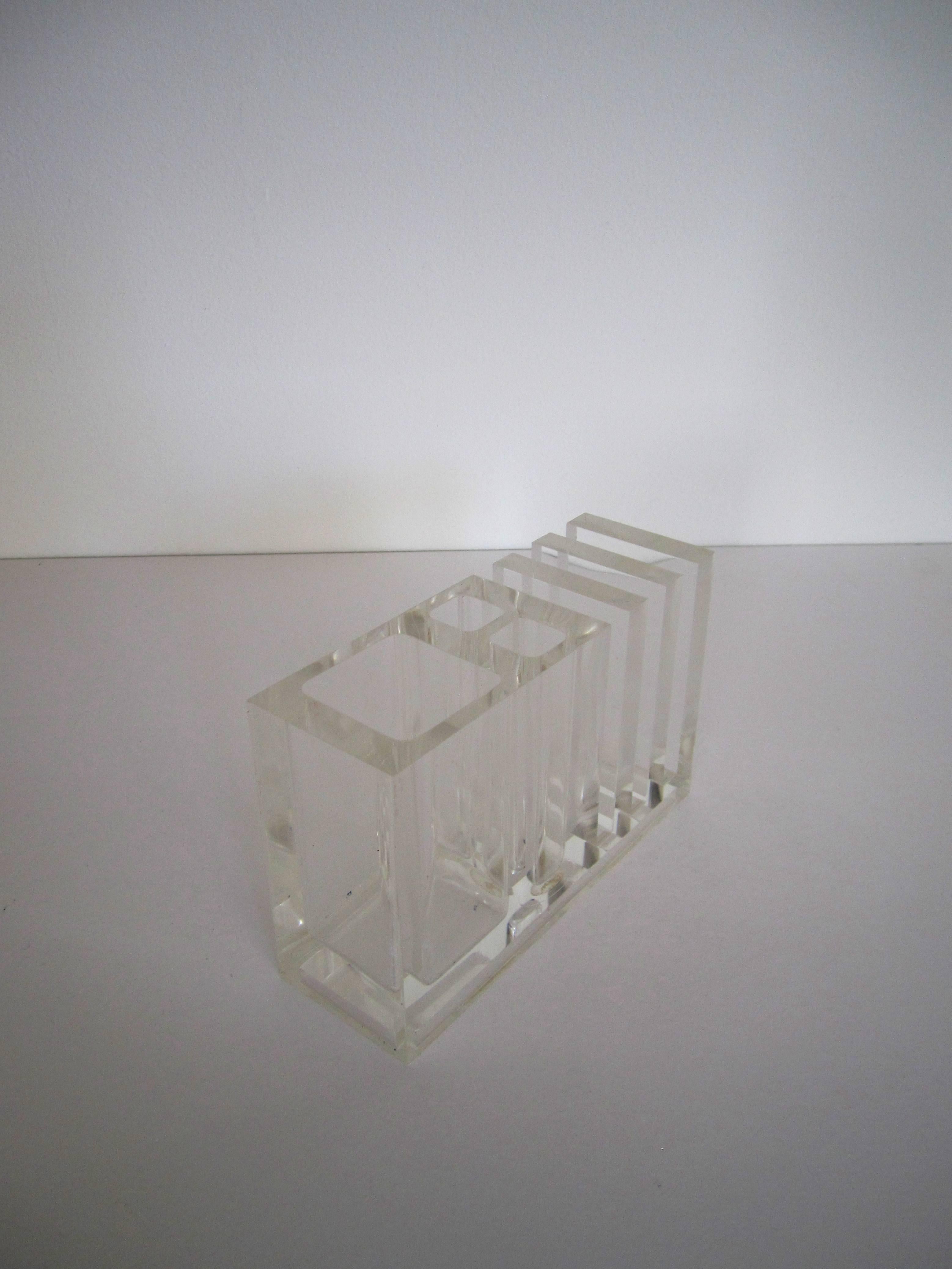 Late 20th Century Italian Postmodern Lucite Pen or Pencil Desk Holder By Designer Rede Guzzini