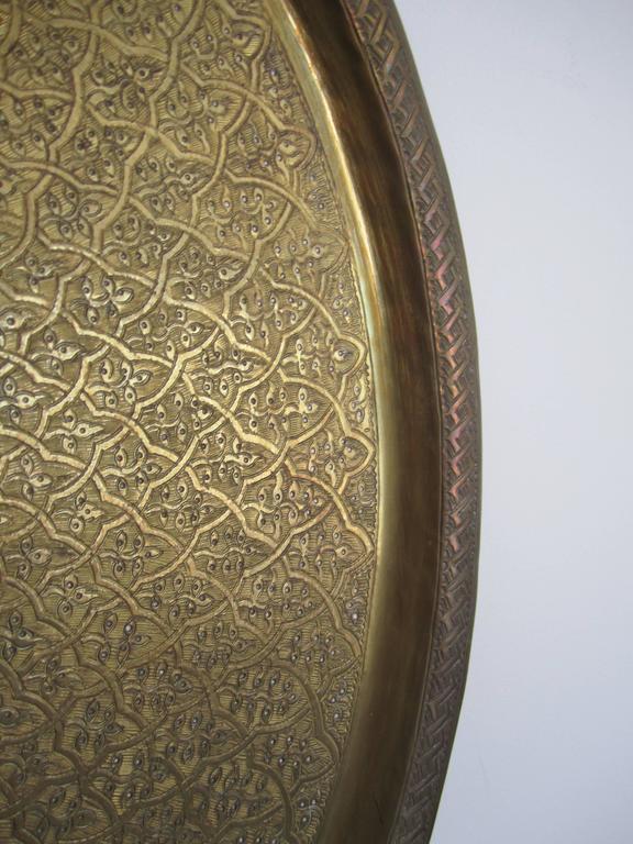 Large Vintage Middle Eastern Brass Serving Tray, 1970s at 1stdibs