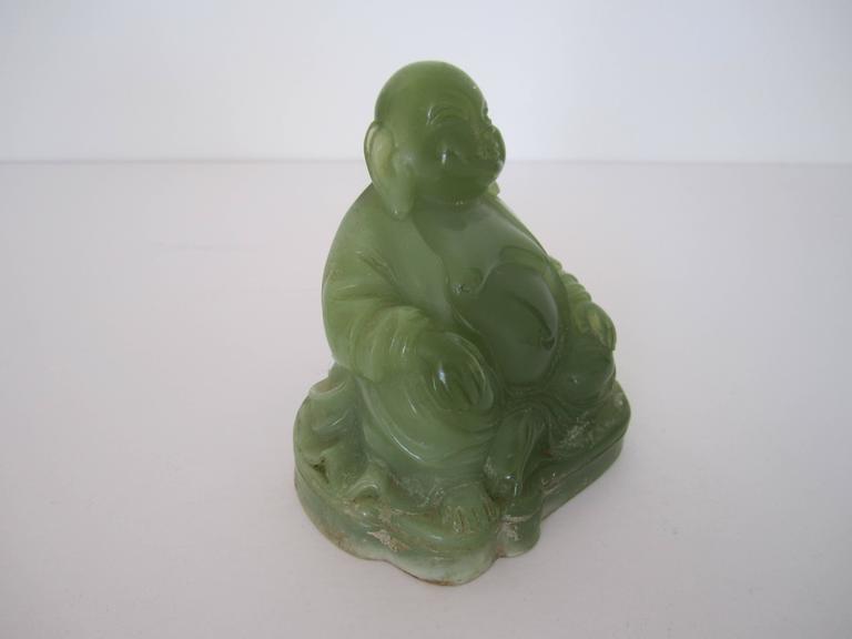 Vintage Jade Green Resin Sitting Buddha Sculpture For Sale at 1stdibs