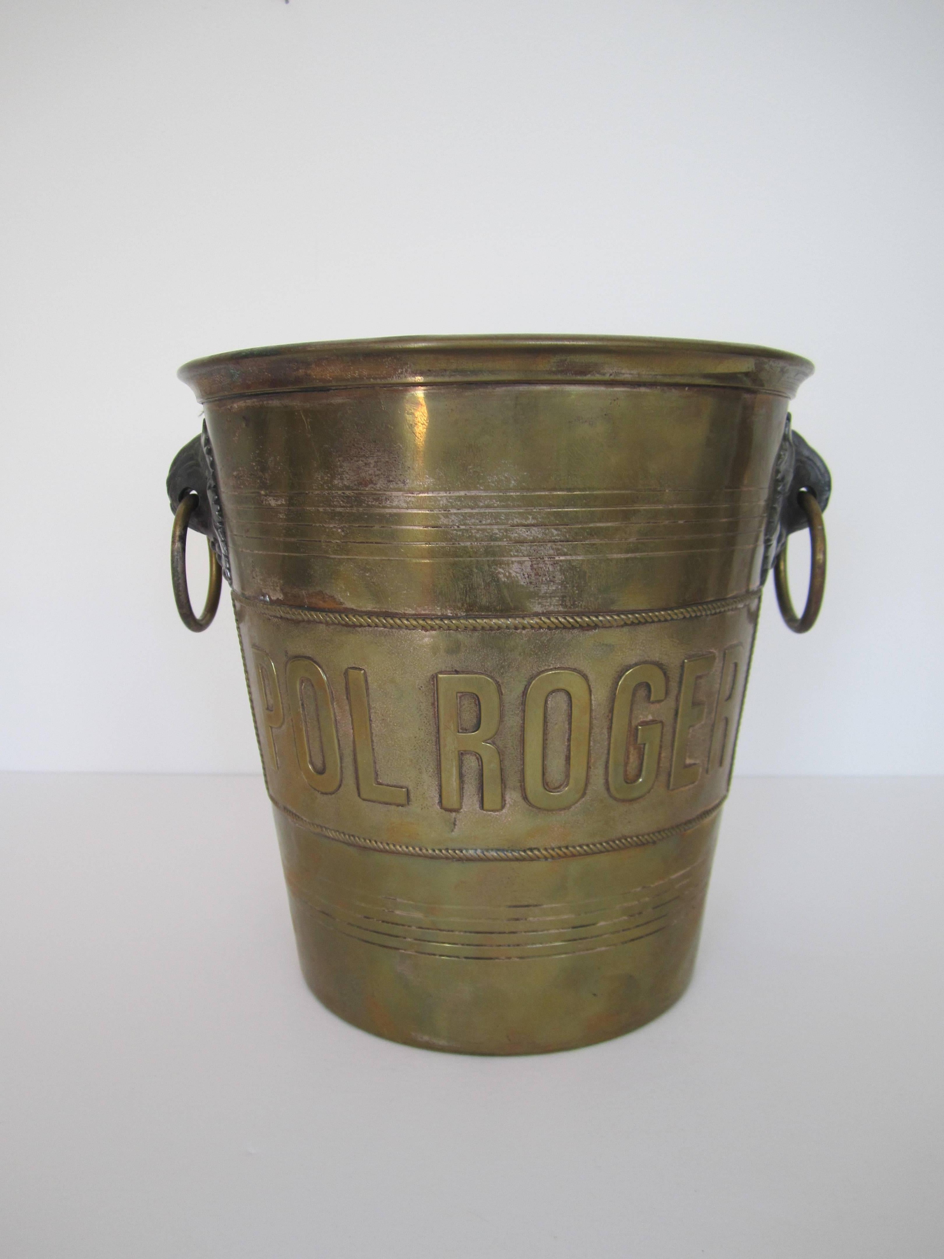 Vintage Brass 'Pol Roger' Champagne Ice Bucket, Paris 1