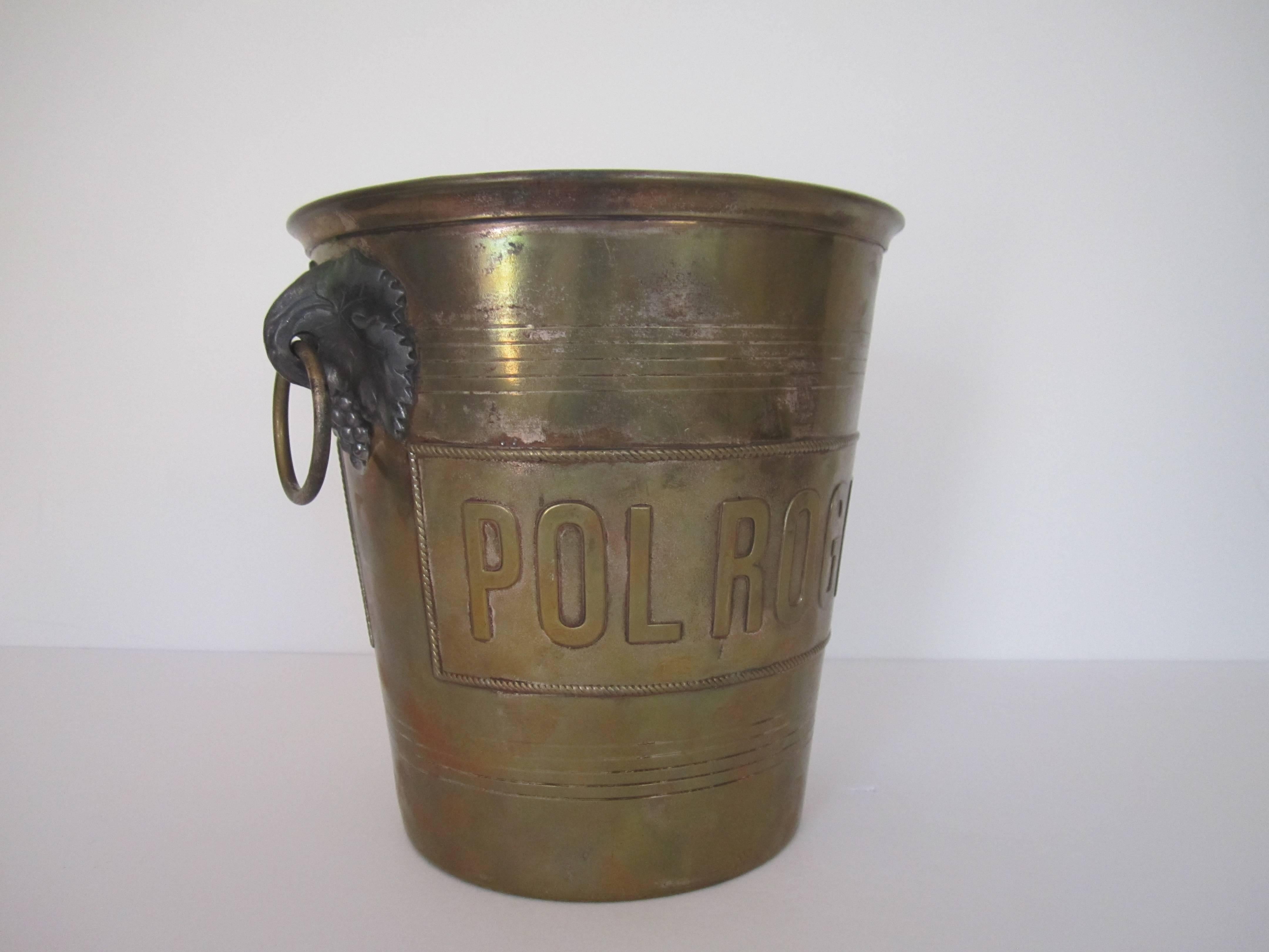 French Vintage Brass 'Pol Roger' Champagne Ice Bucket, Paris