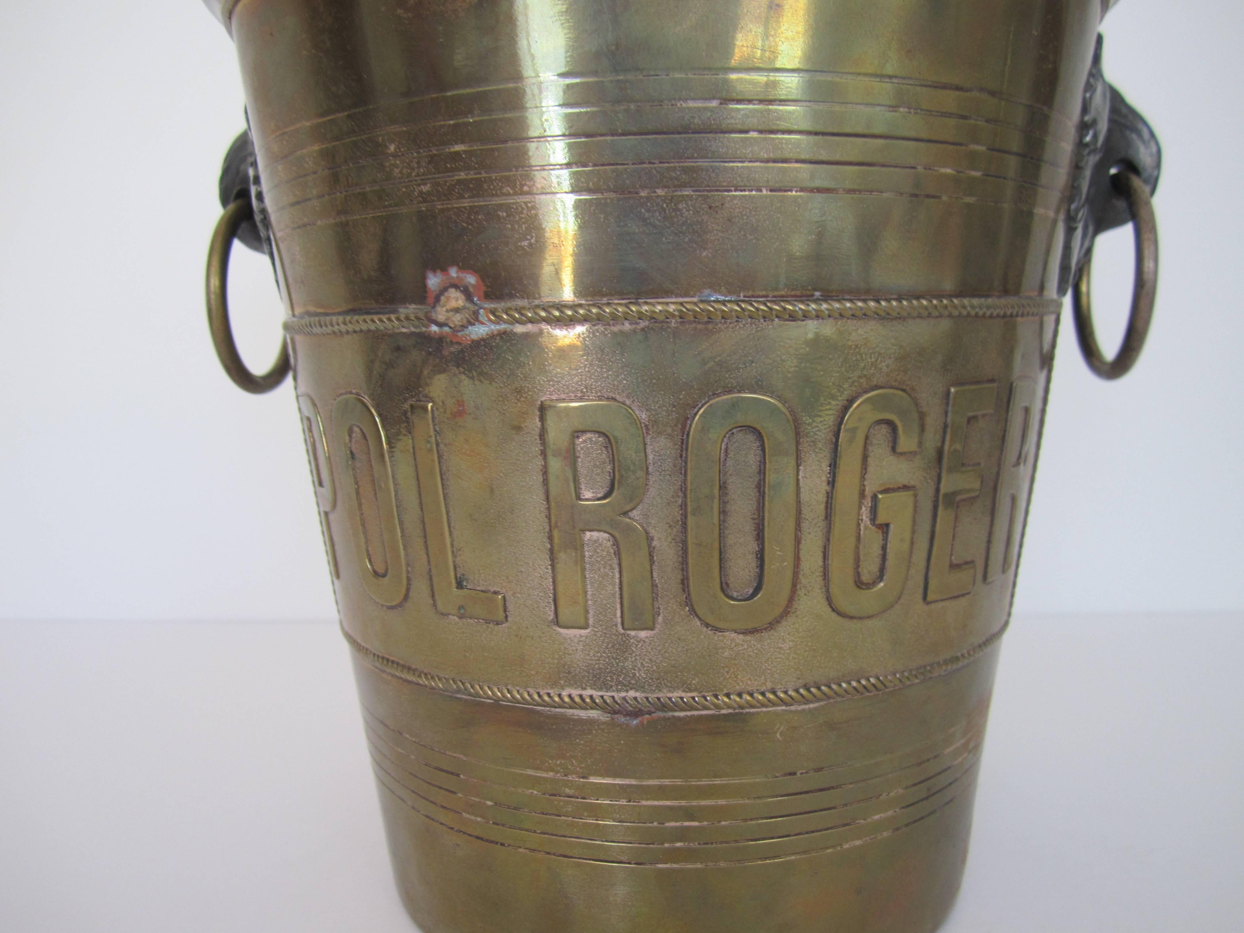 20th Century Vintage Brass 'Pol Roger' Champagne Ice Bucket, Paris