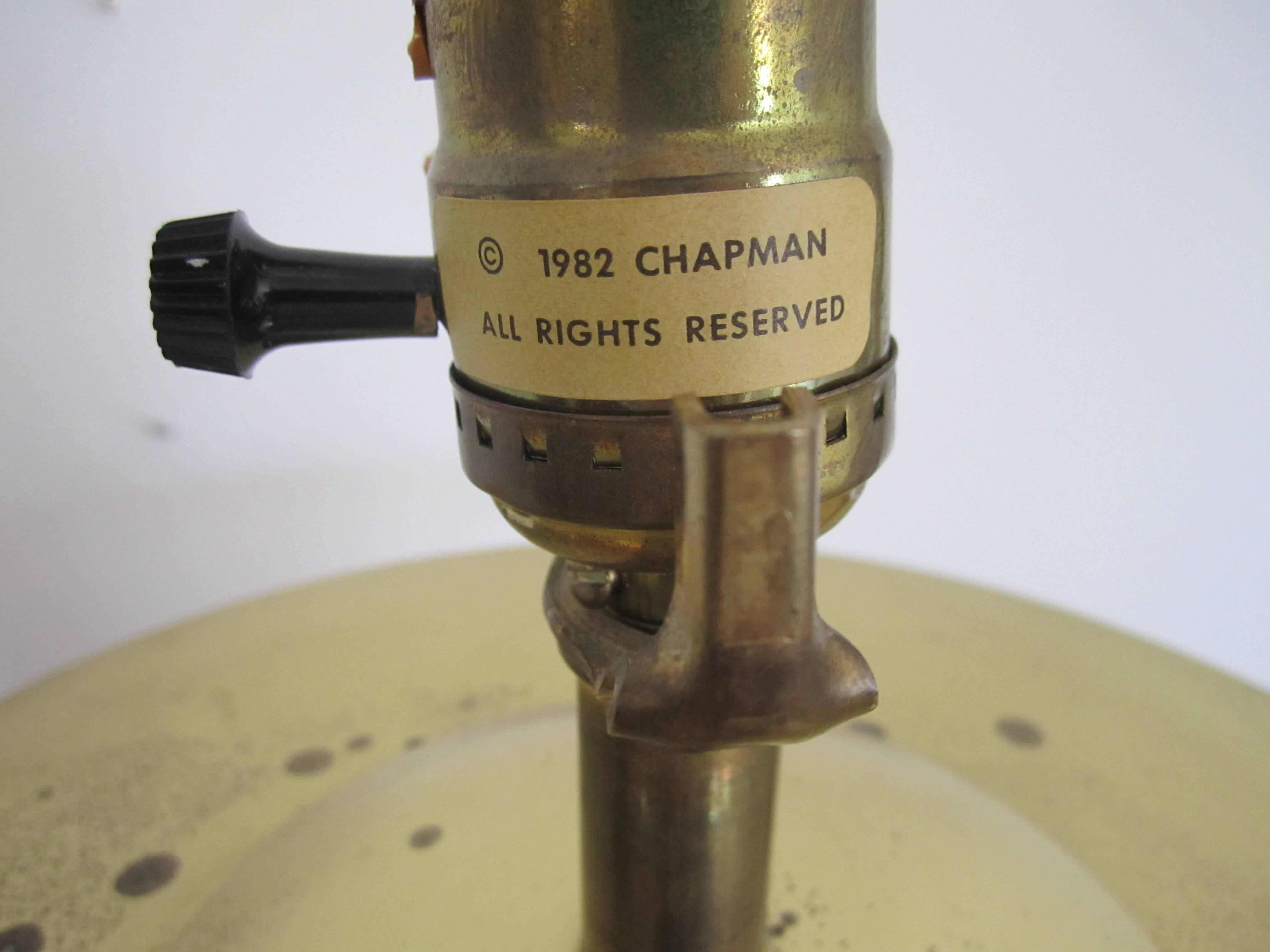 Black Ceramic and Brass Table Lamp by Champman Postmodern, circa 1980s For Sale 2