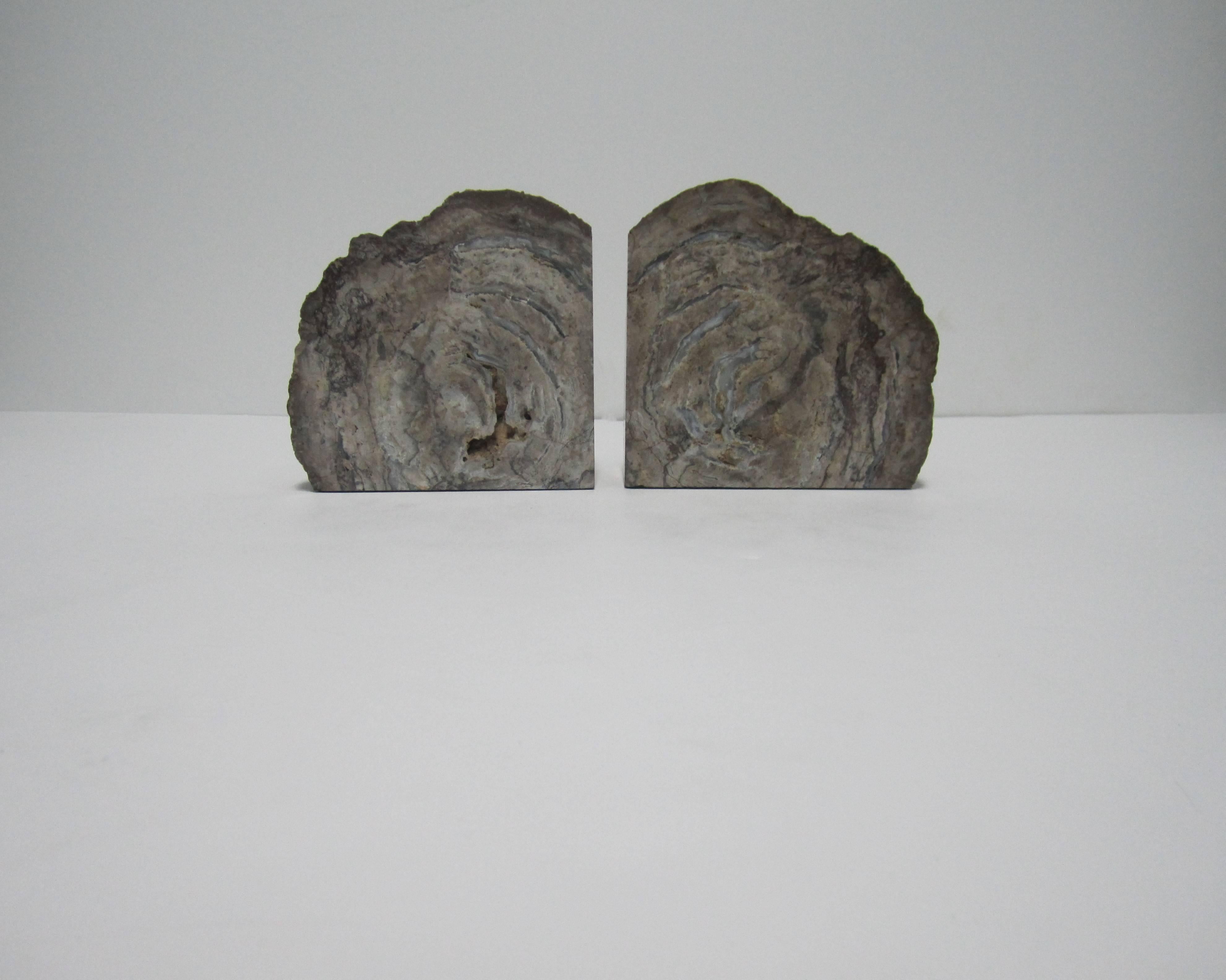 Rock Crystal Pair of Vintage Grey Geode Bookends