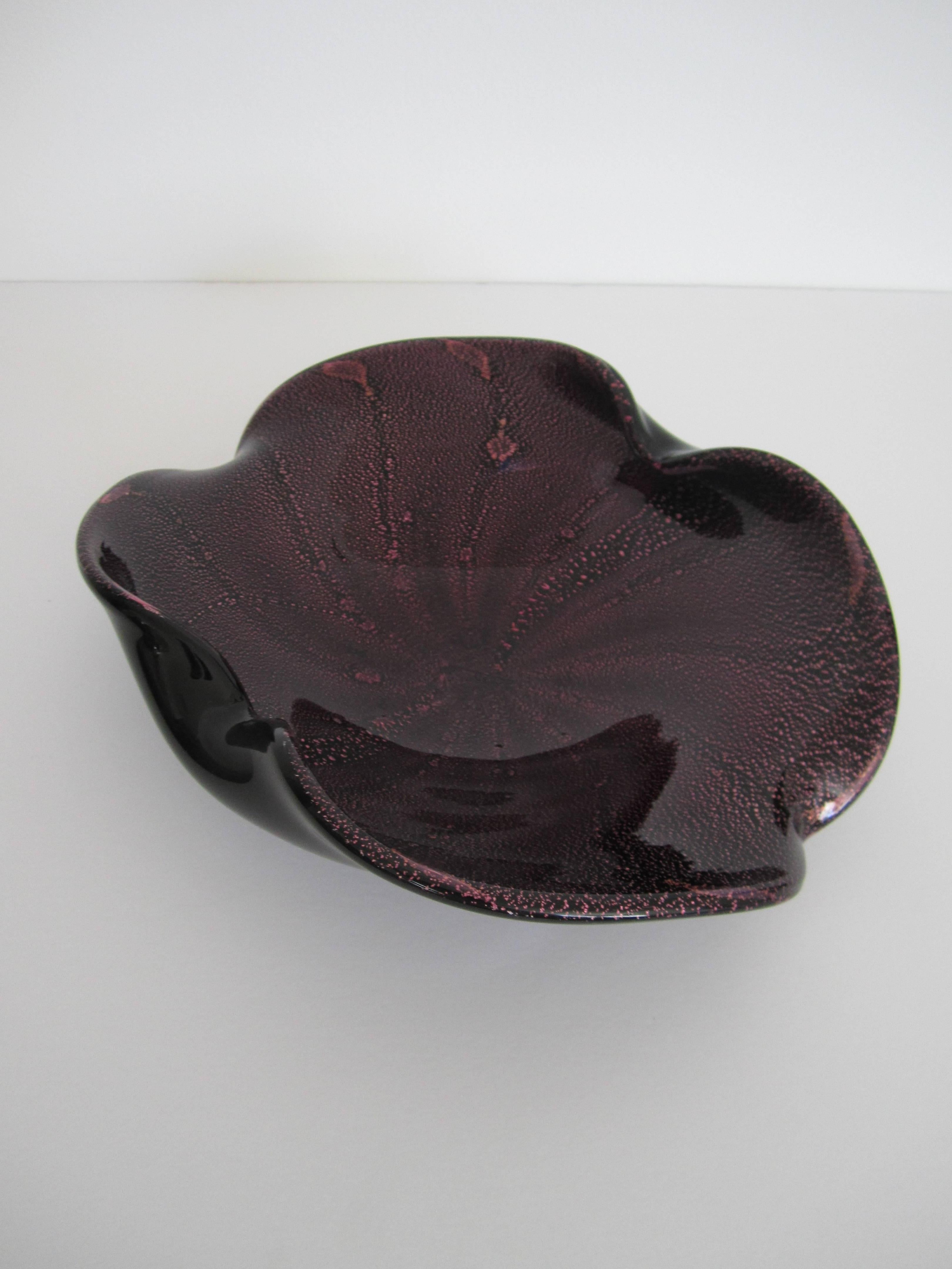 Italian Murano Purple and Black Art Glass Bowl 1