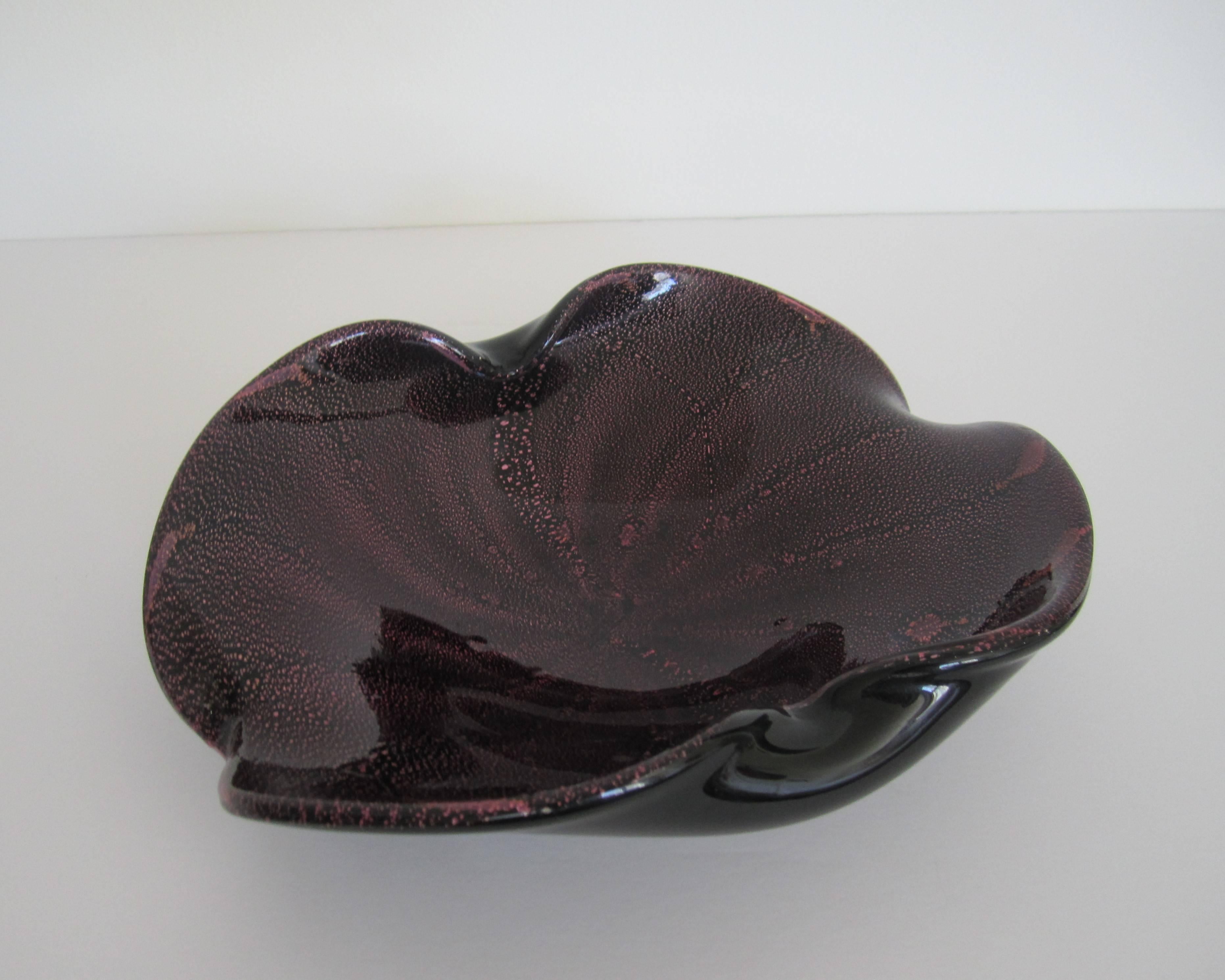 Italian Murano Purple and Black Art Glass Bowl 2
