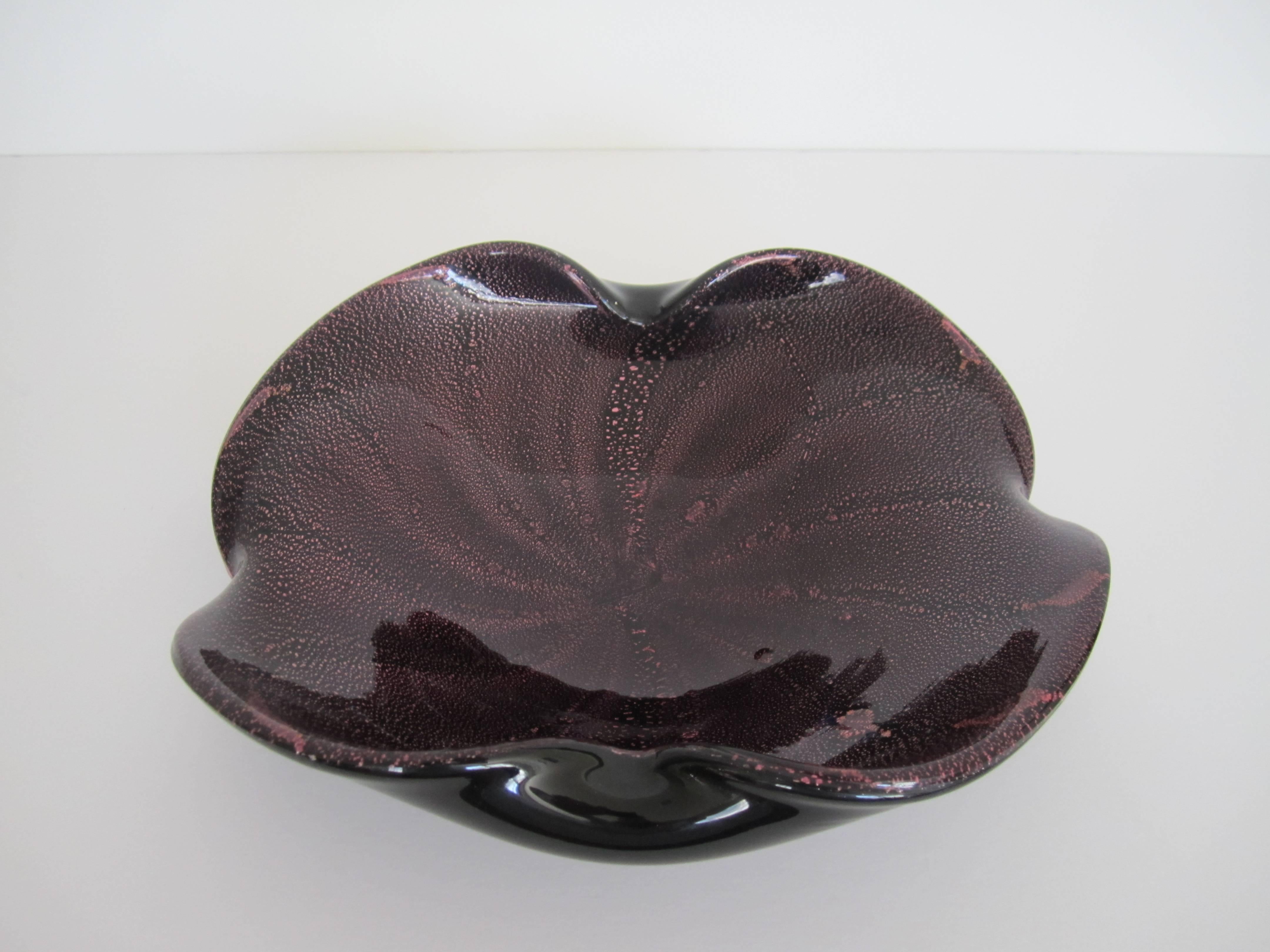 Italian Murano Purple and Black Art Glass Bowl 3