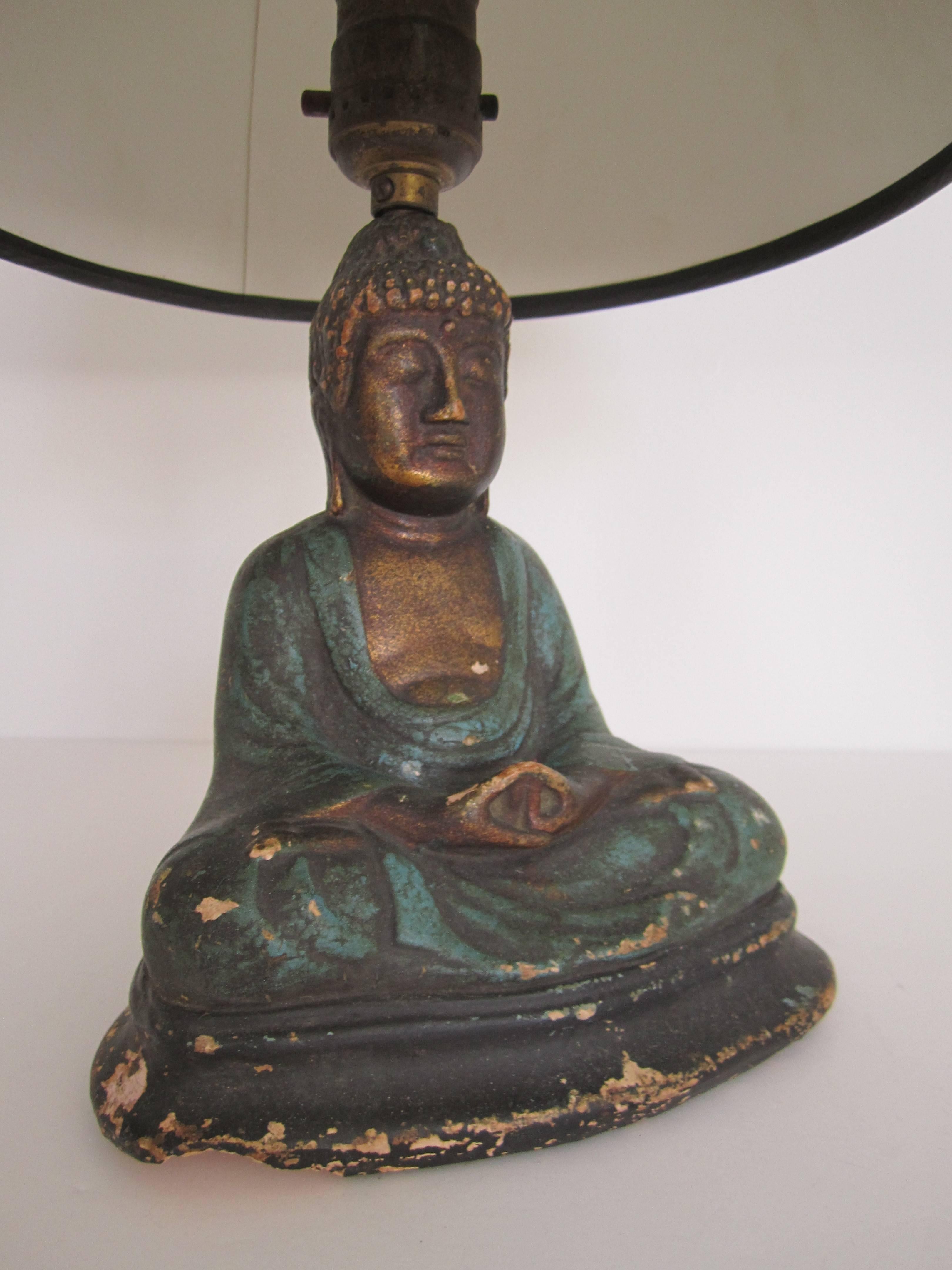 Early 20th Century Antique Seated Buddha Desk or Table Lamp, ca. 1920s