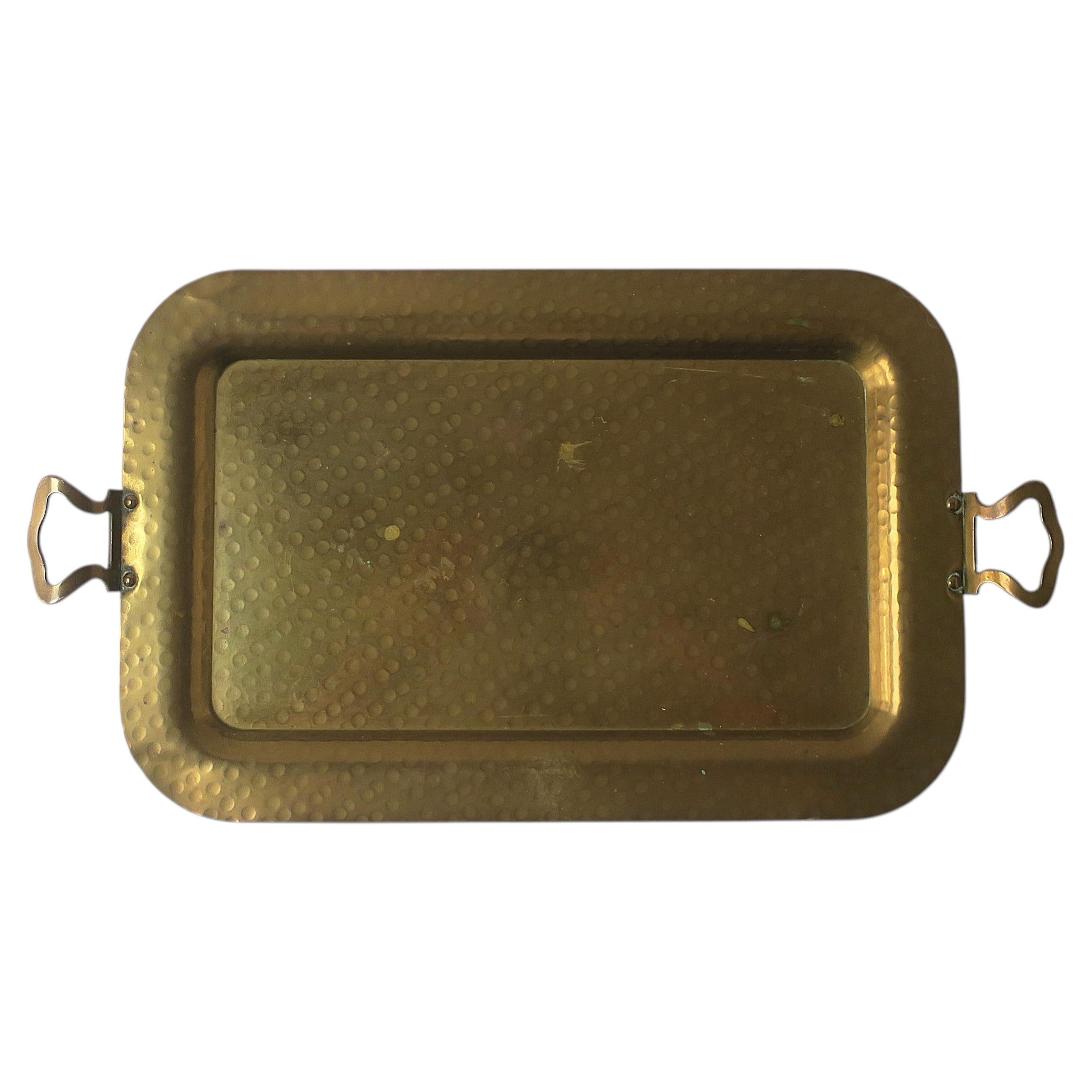 Brass Tray with Handles, Entertaining or Vanity, Circa Mid-20th Century