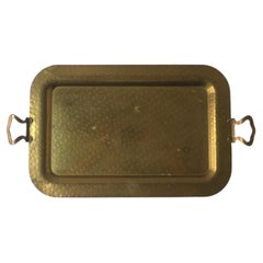 Brass Tray with Handles, Entertaining or Vanity, Circa Mid-20th Century