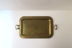 Brass Tray with Handles, Entertaining or Vanity, Circa Mid-20th Century