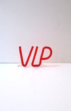 Desk Business Card Holder, VIP, Lucite Acrylic, Postmodern, Late 20th Century