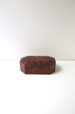 Vintage Burl Wood Jewelry Box, Octagonal, Mid-20th Century