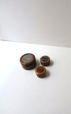 Brazilian Wood and Agate Trinket Boxes, Postmodern, Late 20th Century