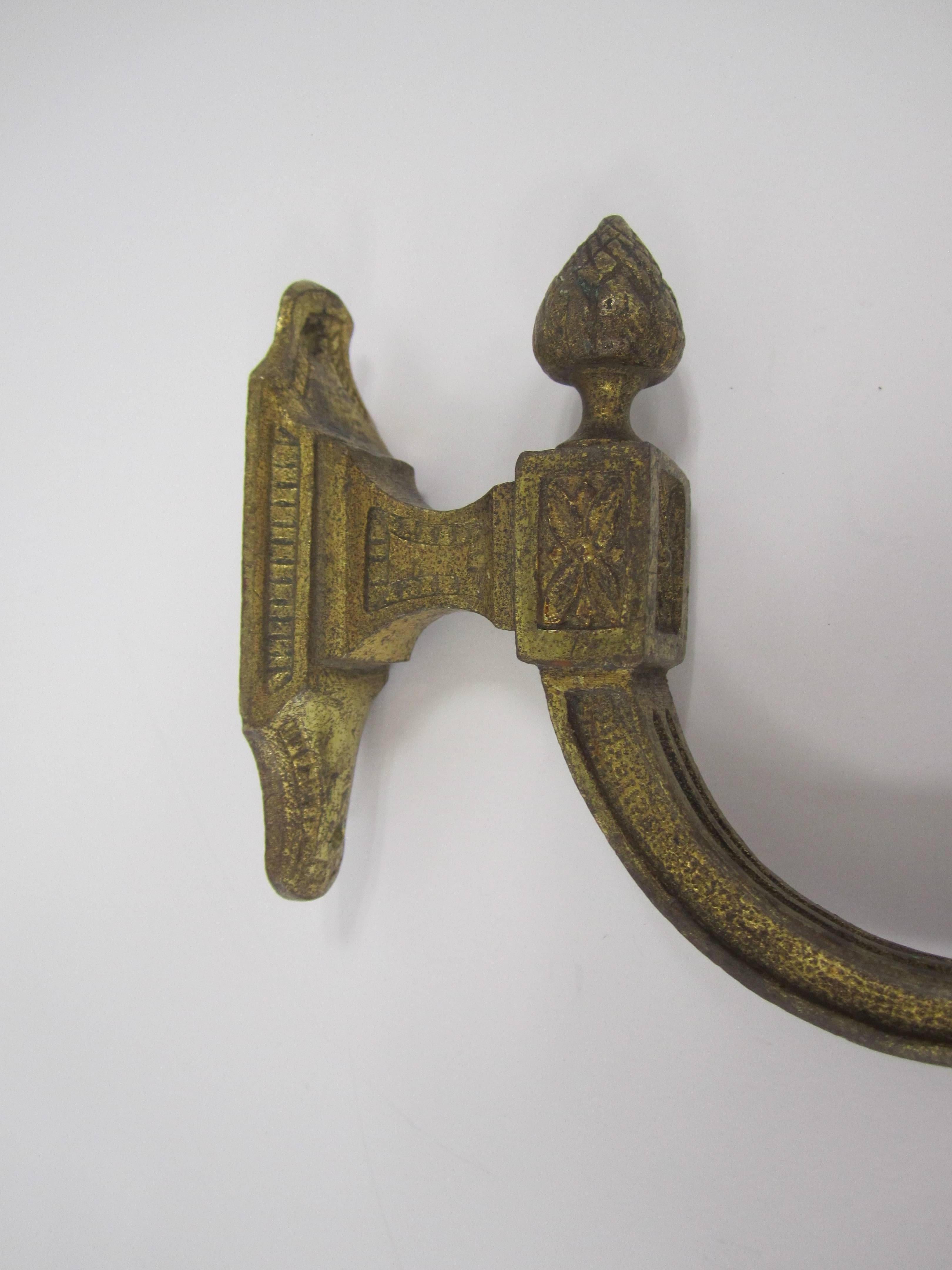 20th Century Vintage Gilded Bronze French Louis XVI Style Hardware Wall Hook