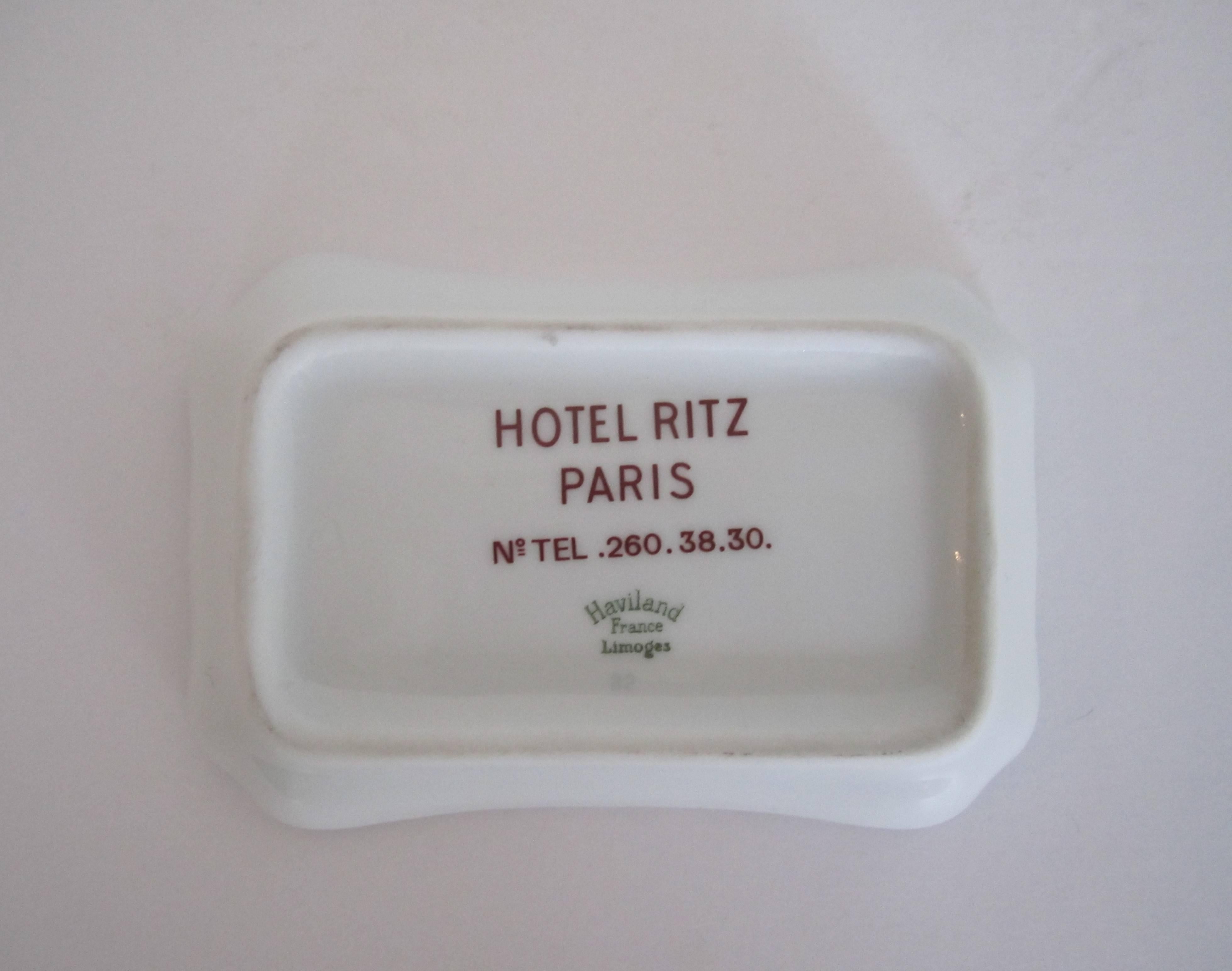 Hotel Ritz Paris Blue and White Limoges Porcelain Jewelry Dish, France In Excellent Condition In New York, NY