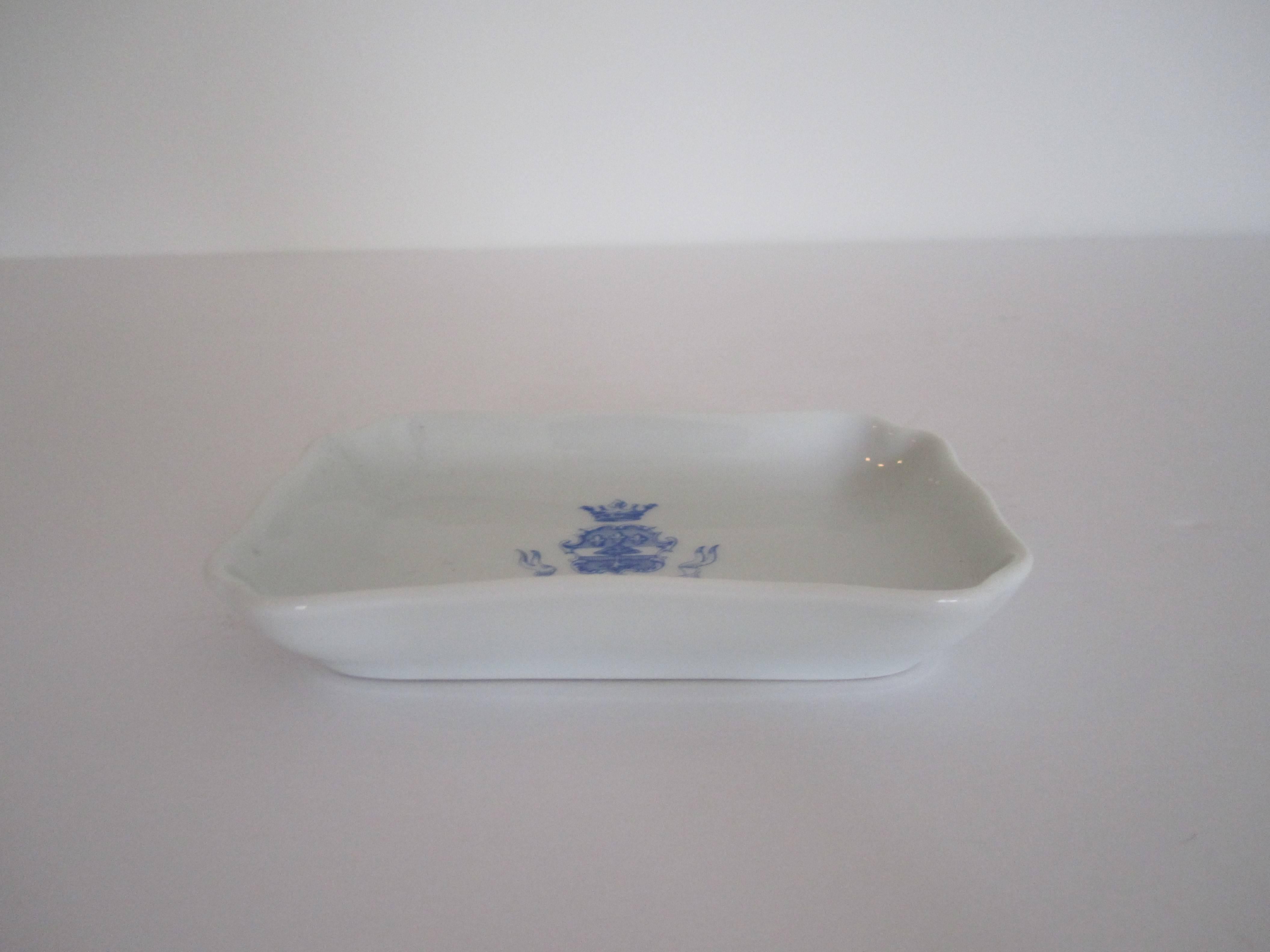 Hotel Ritz Paris Blue and White Limoges Porcelain Jewelry Dish, France 1