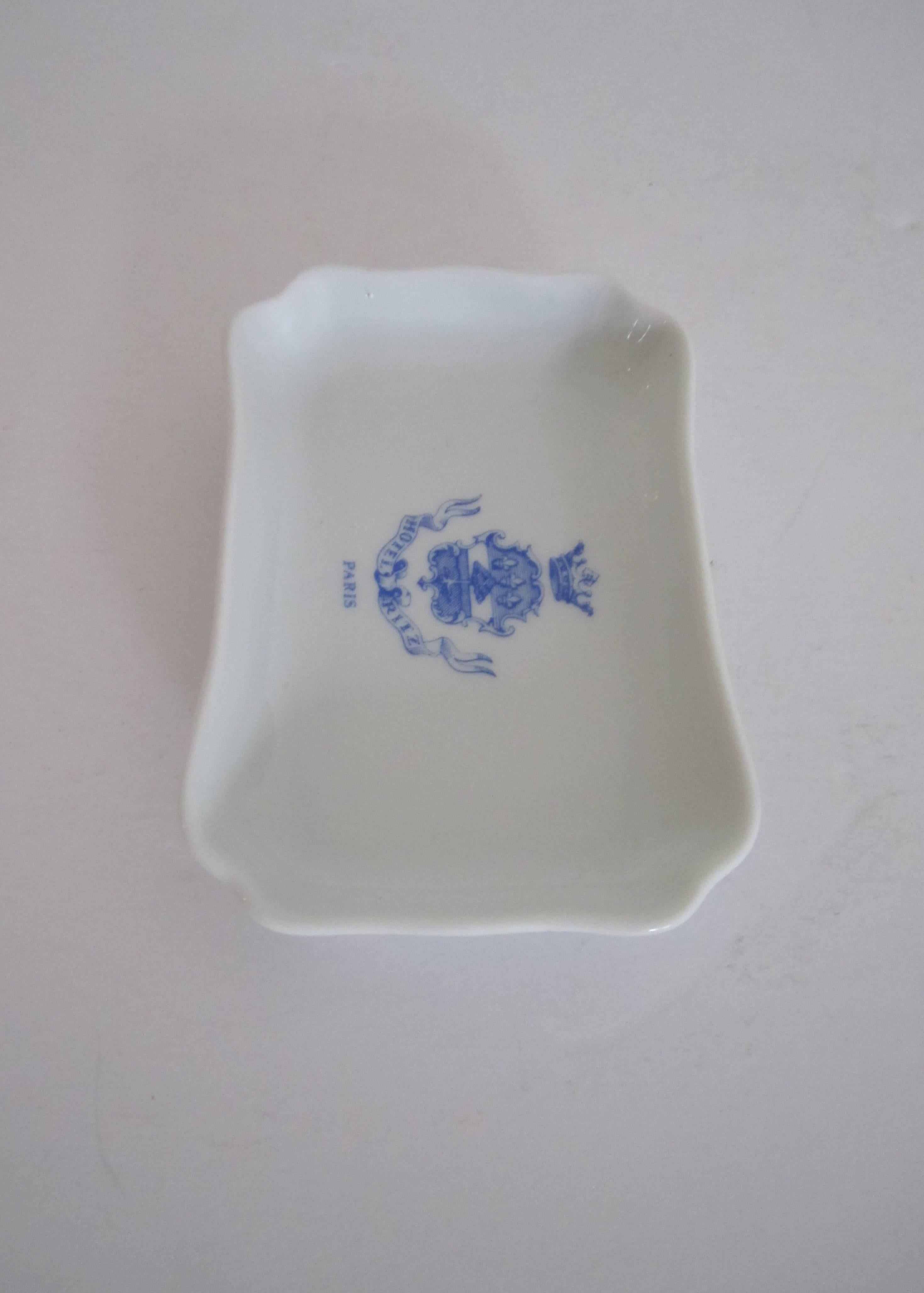 Hotel Ritz Paris Blue and White Limoges Porcelain Jewelry Dish, France 2