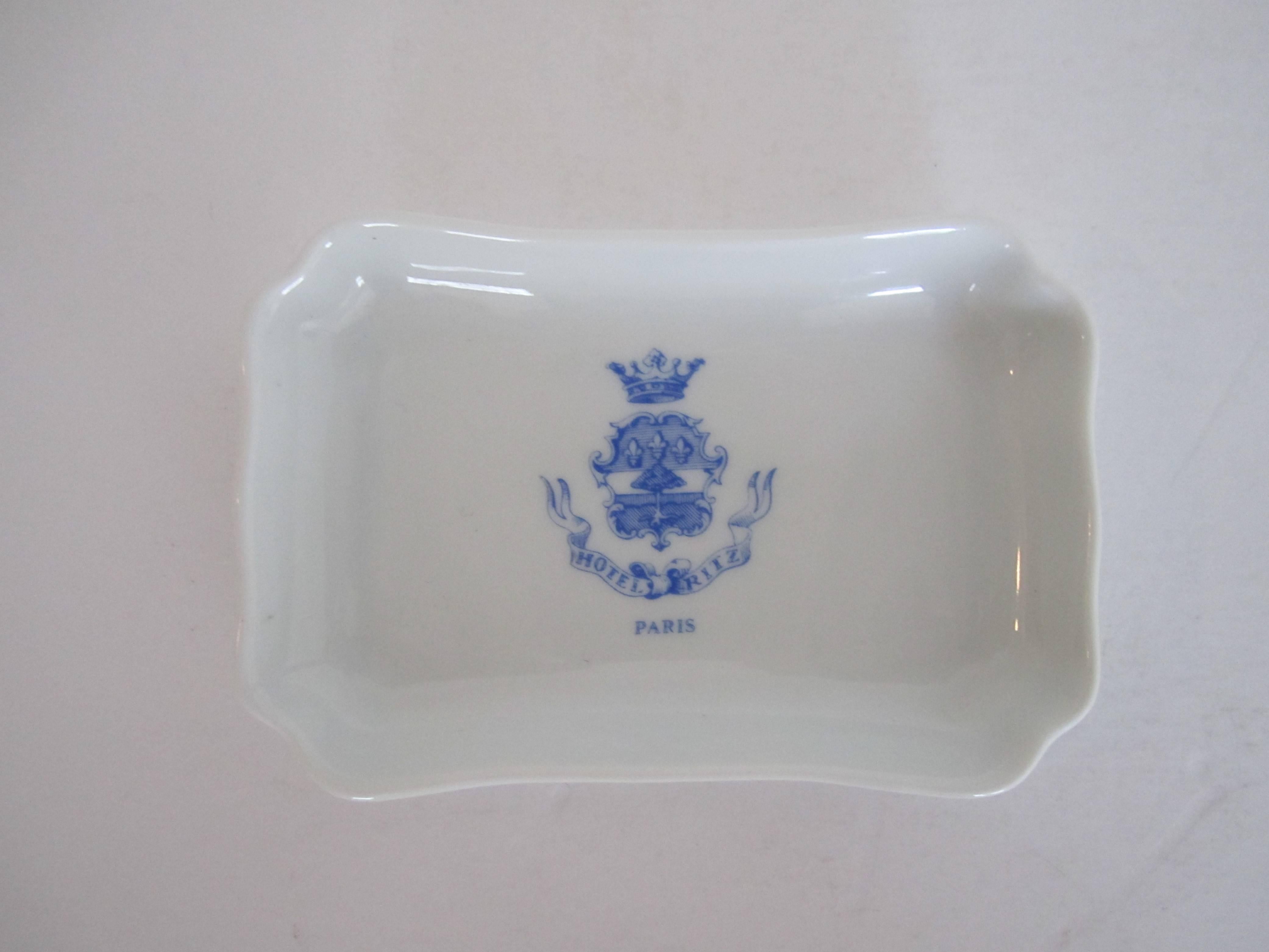 Hotel Ritz Paris Blue and White Limoges Porcelain Jewelry Dish, France 3