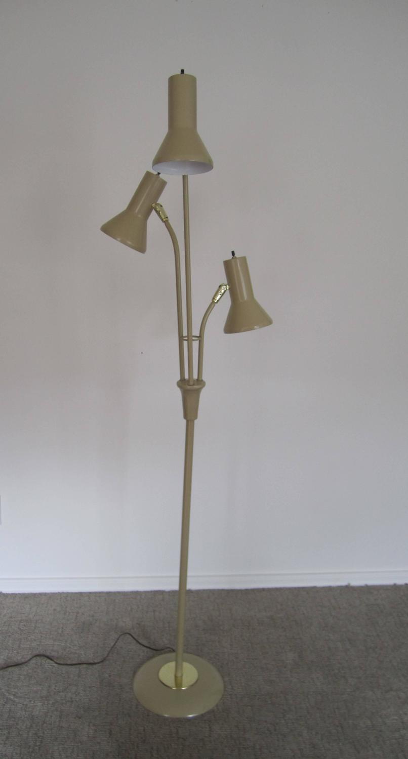 MidCentury Modern Tri Light Adjustable Floor Lamp For Sale at 1stdibs