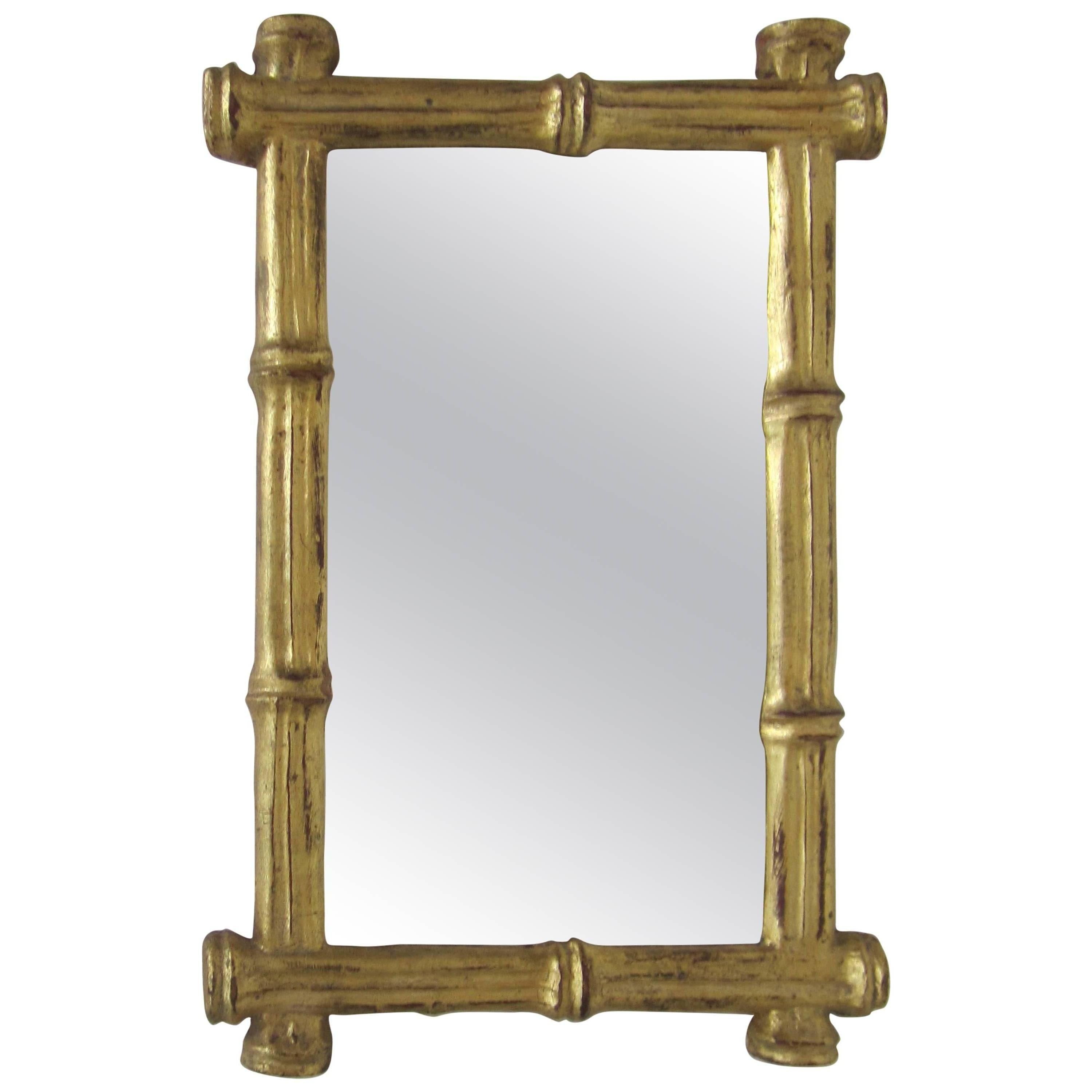 Italian Gold Giltwood 'Bamboo' Framed Wall Mirror