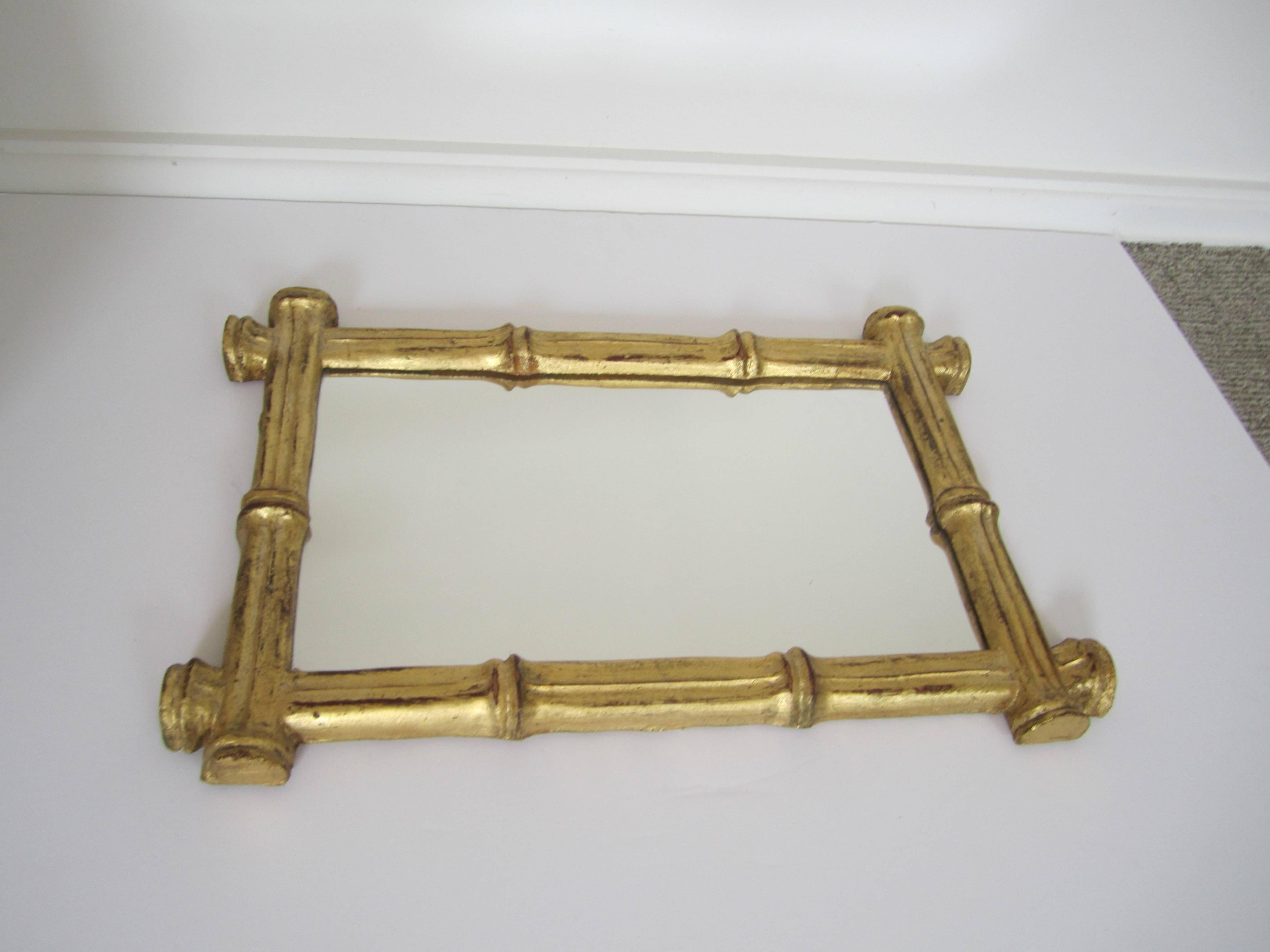 Mid-20th Century Italian Gold Giltwood 'Bamboo' Framed Wall Mirror