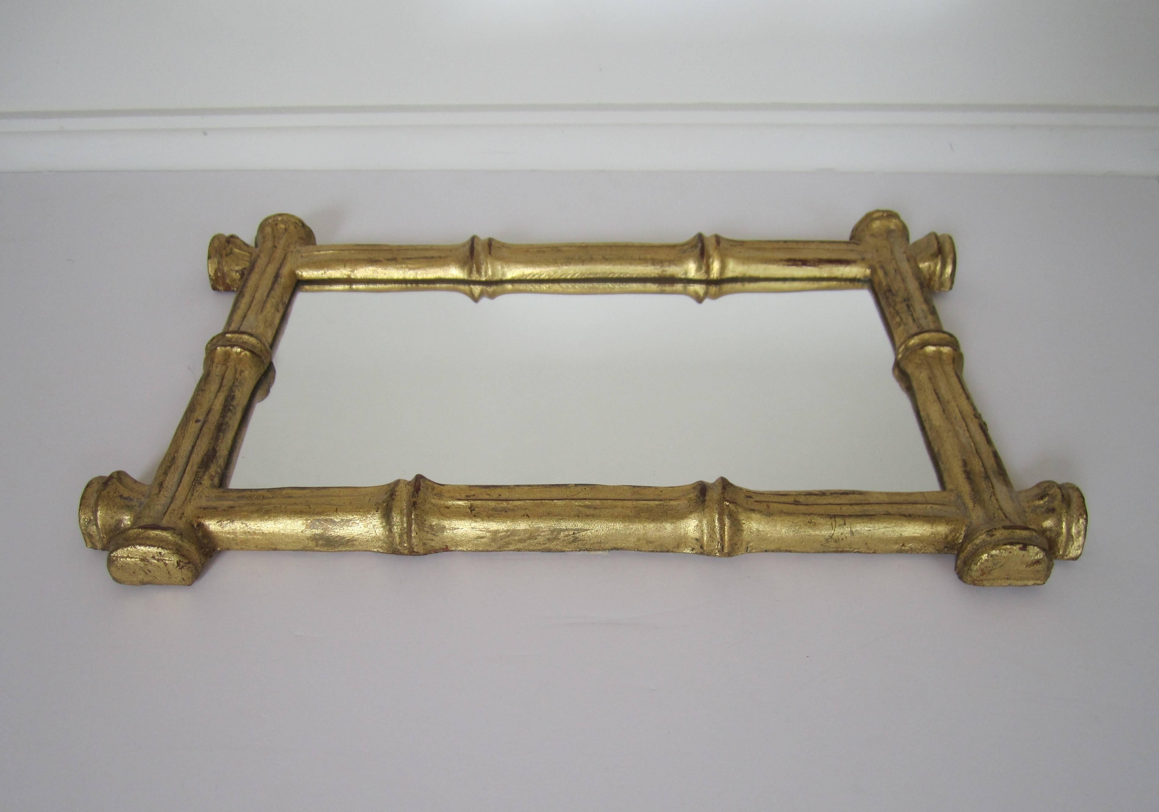 Italian Gold Giltwood 'Bamboo' Framed Wall Mirror 1