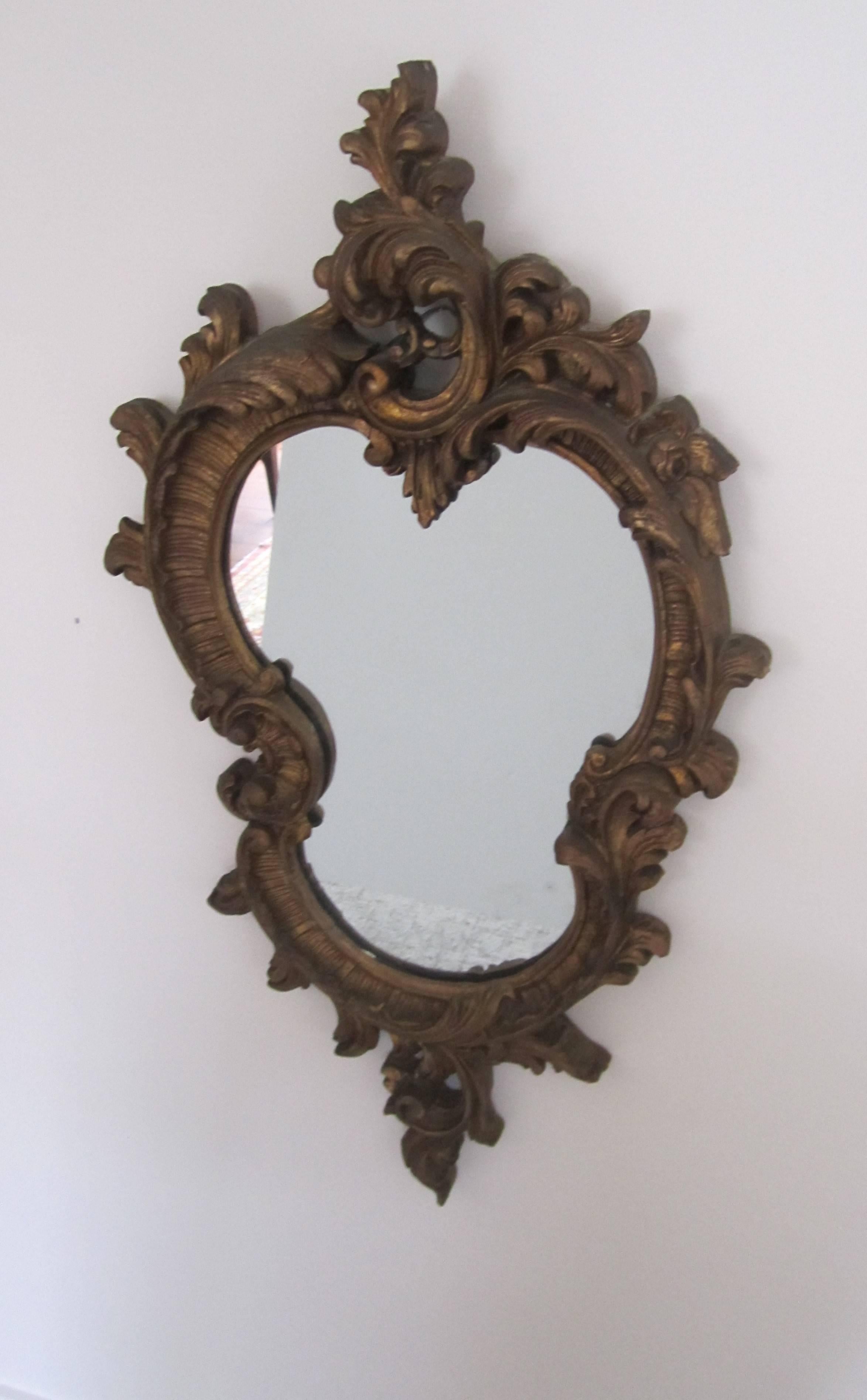 Baroque Vintage Italian Giltwood Wall Mirror