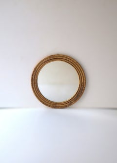 Wicker Bamboo Mirror Round