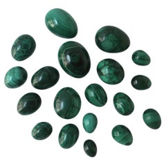 Malachite Egg Sculptures, Set of 19