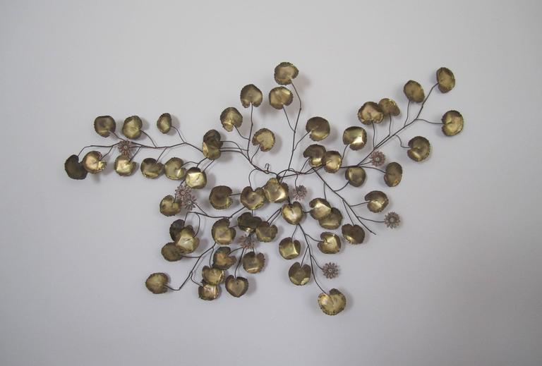Beautiful Vintage Brass Leaf and Floral Wall Art Scuplture at 1stdibs