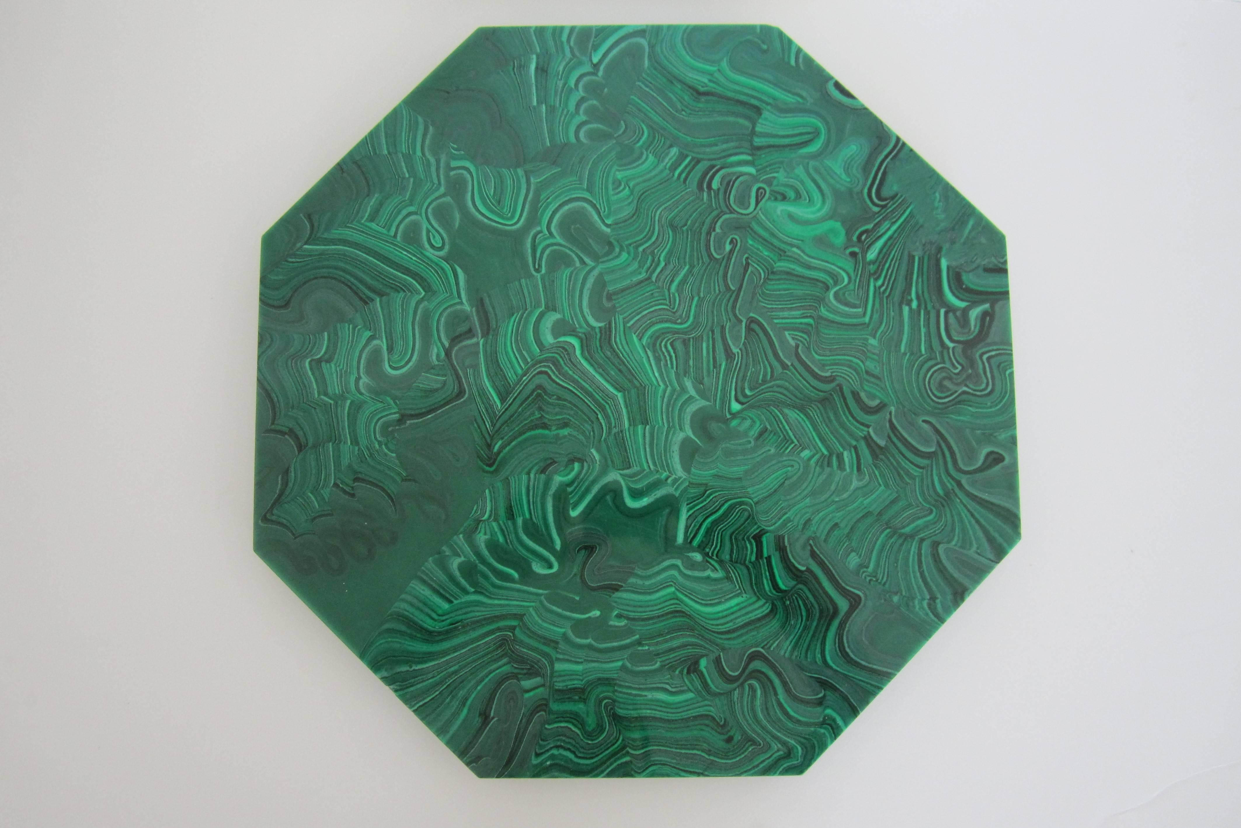 Vintage Modern Green Malachite Style Lazy-Susan, 1980s In Excellent Condition In New York, NY