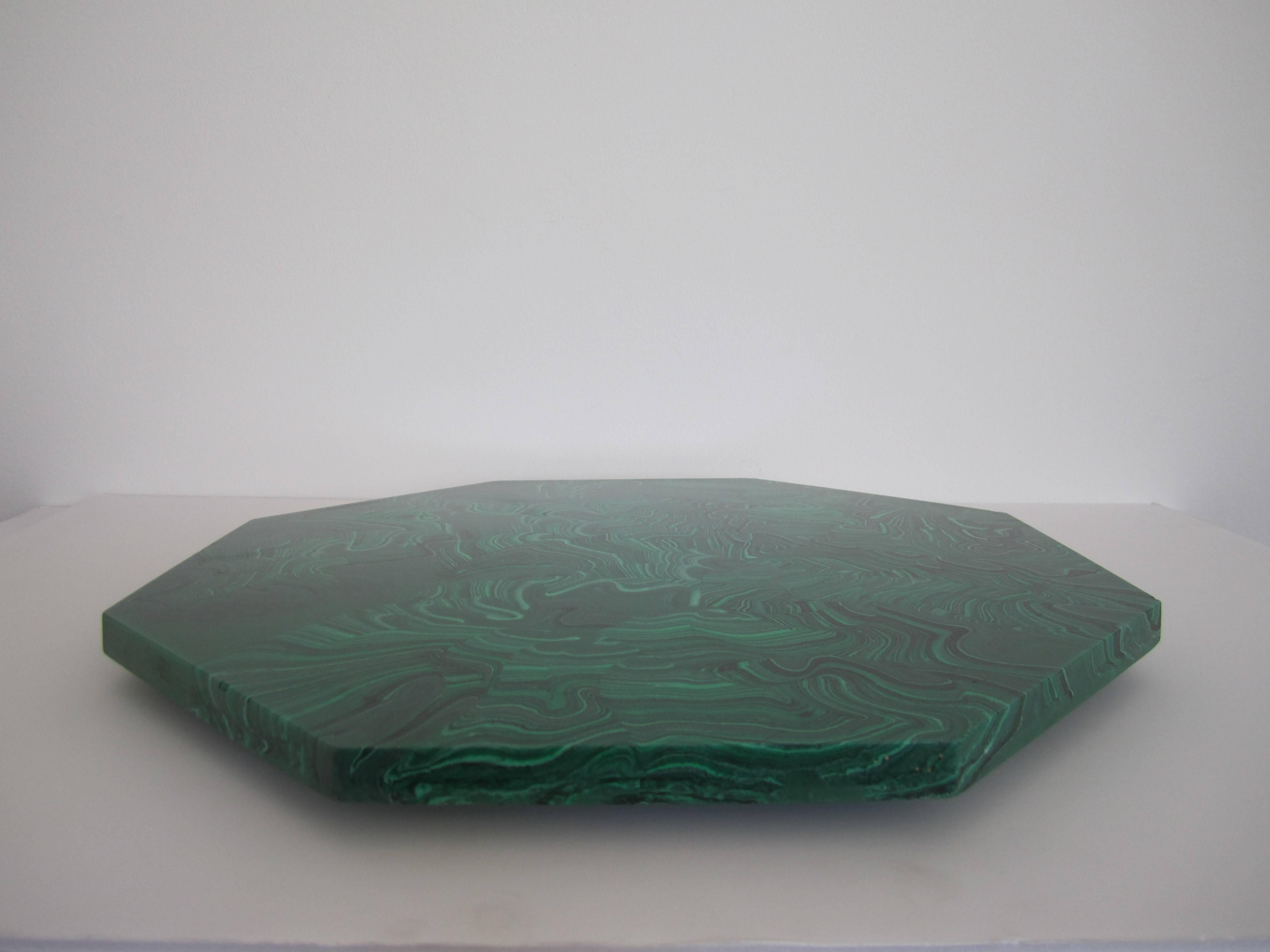 Vintage Modern Green Malachite Style Lazy-Susan, 1980s 2