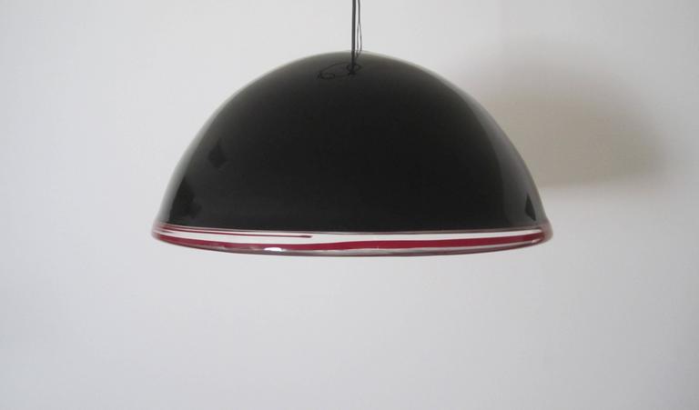 Post-Modern Italian Murano Black Art Glass Dome Chandelier Pendant Light, Large For Sale