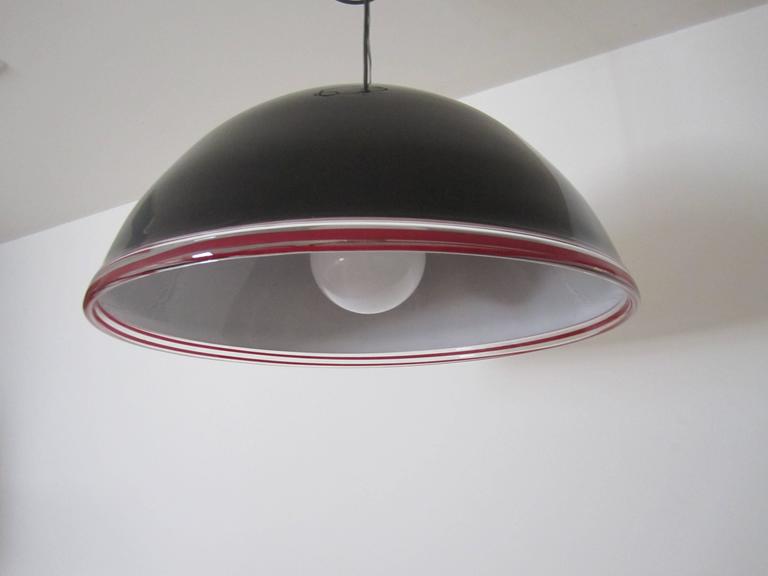 Italian Murano Black Art Glass Dome Chandelier Pendant Light, Large For Sale 2