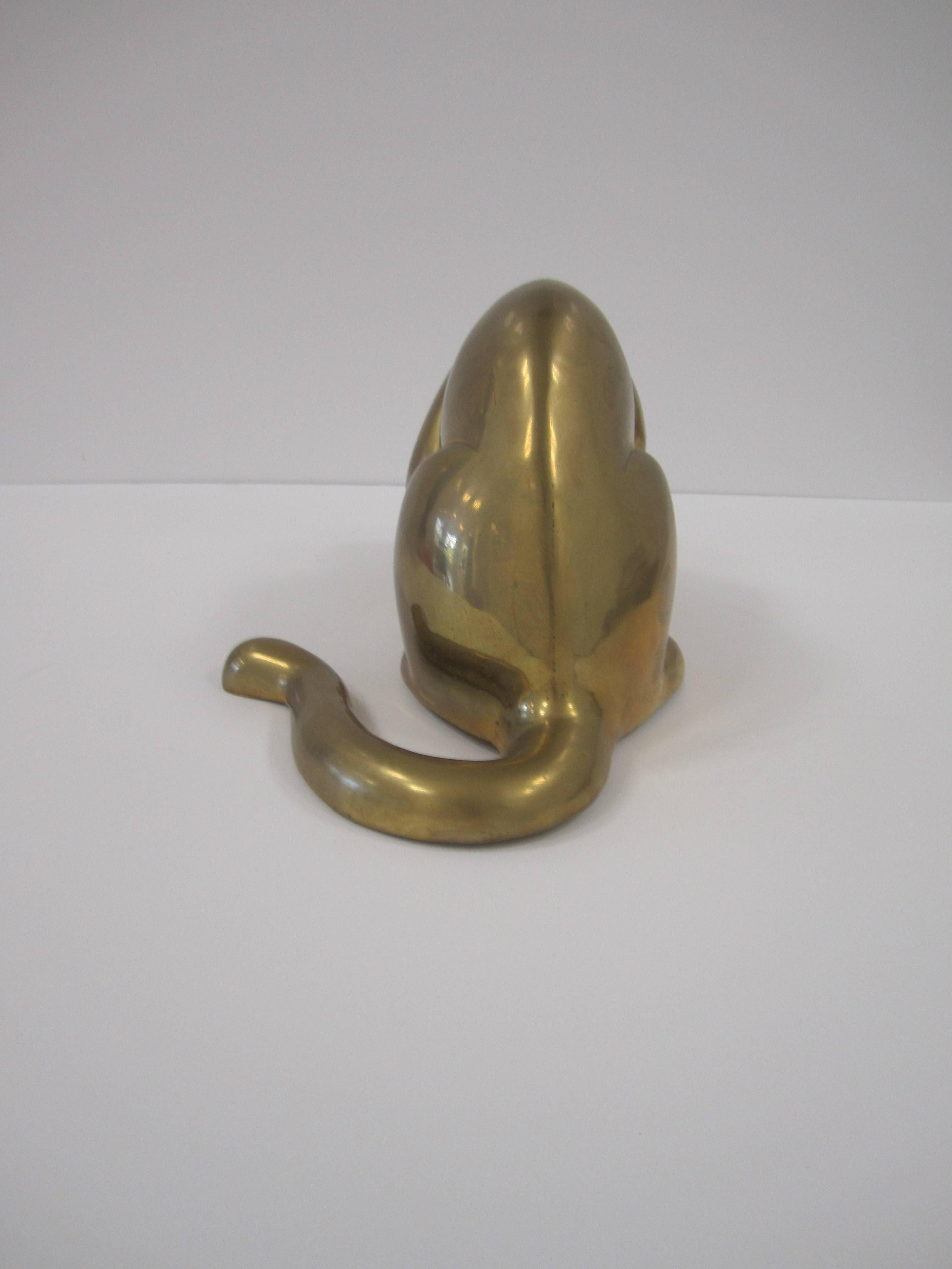 Substantial Vintage Modern Brass Art Deco Panther Cat Sculpture, 1970s 1
