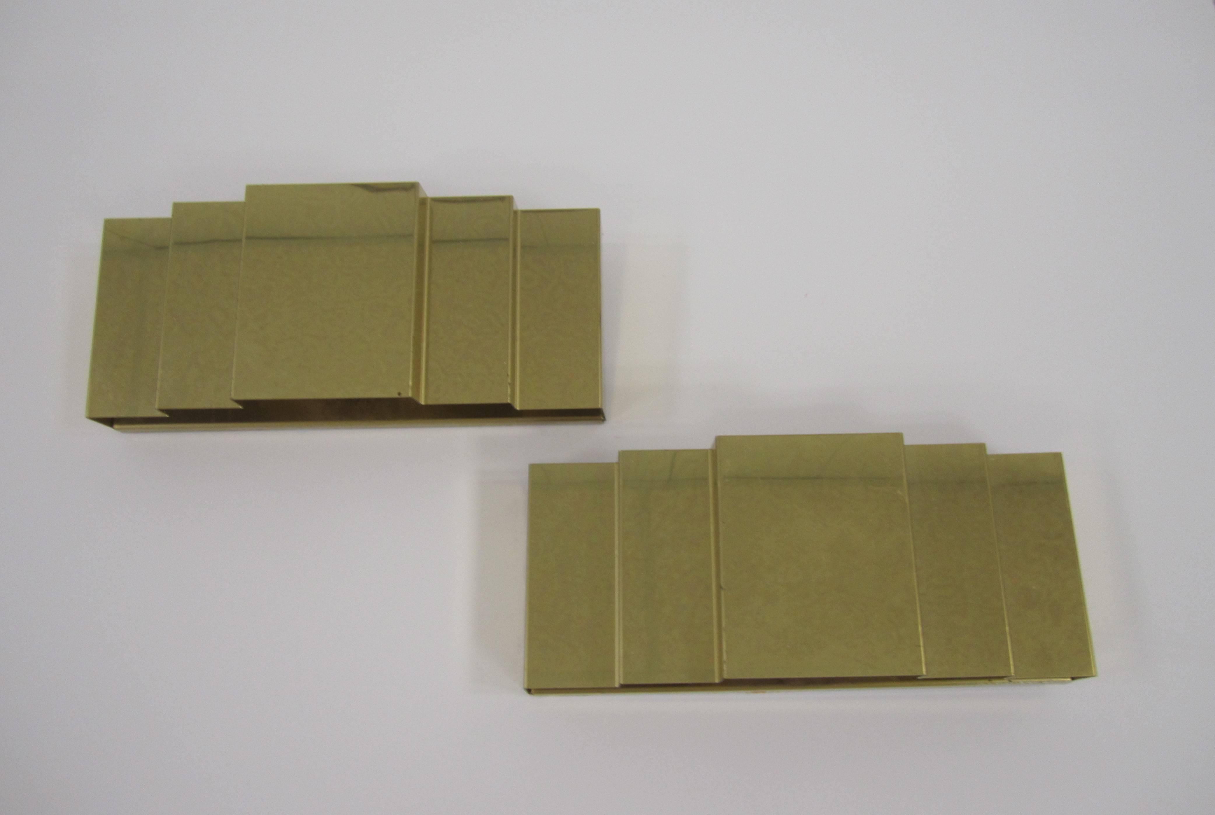Apliques de latón estilo Art Decó moderno de los años 70 Paul Evans, hacia la década de 1970 en venta 2