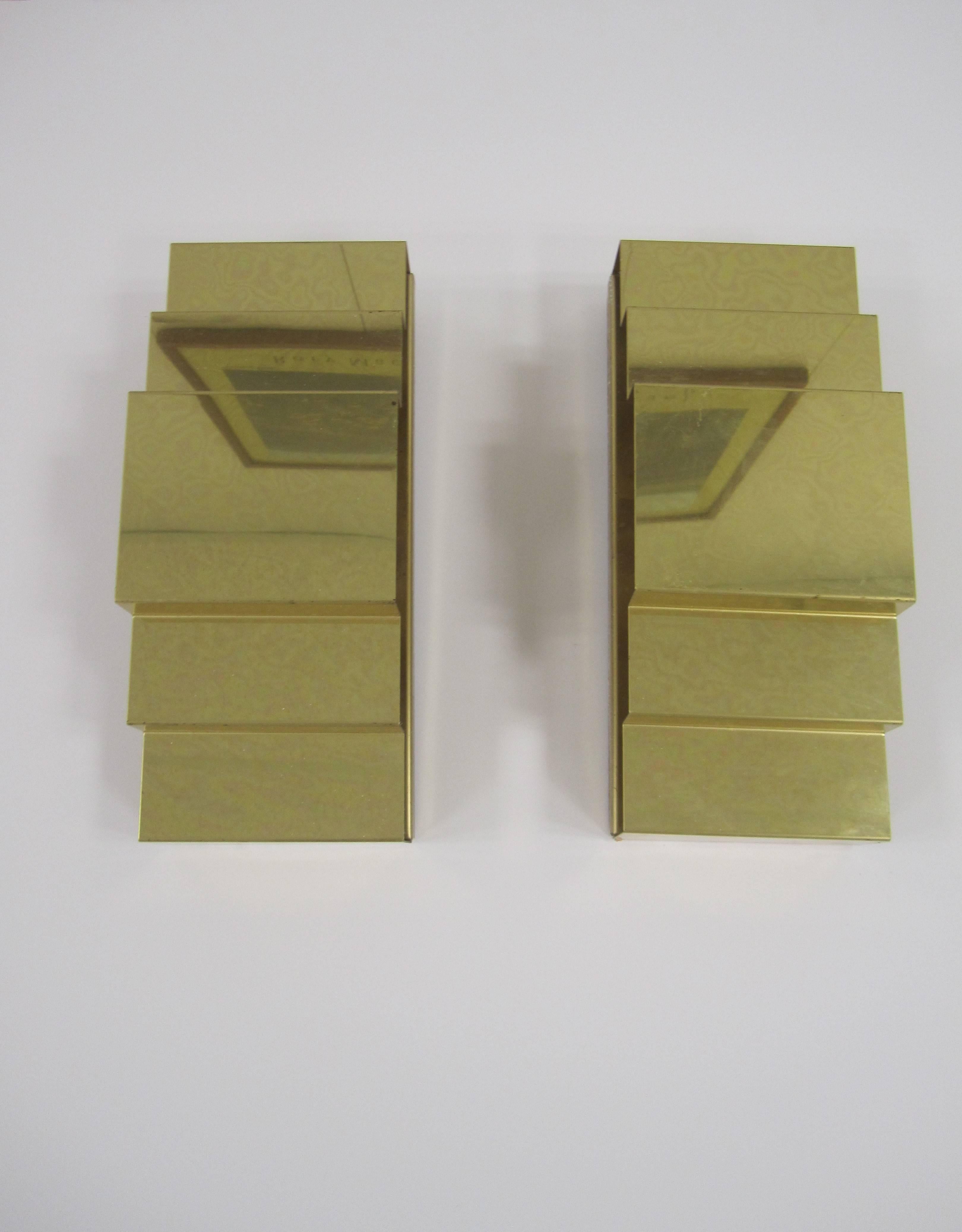 Apliques de latón estilo Art Decó moderno de los años 70 Paul Evans, hacia la década de 1970 en venta 4