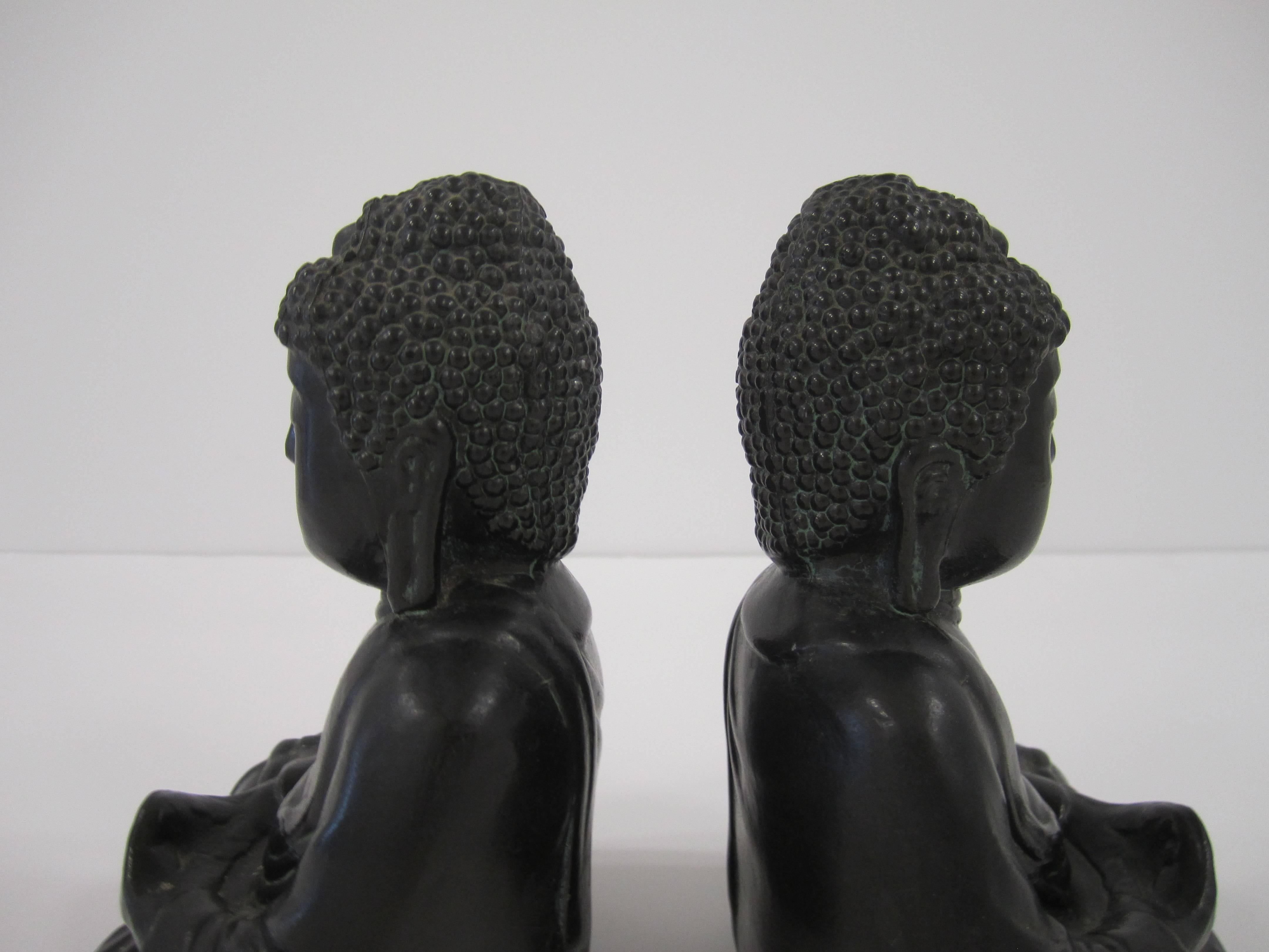Ebonized Special Pair of Buddha Bookends, 1920s