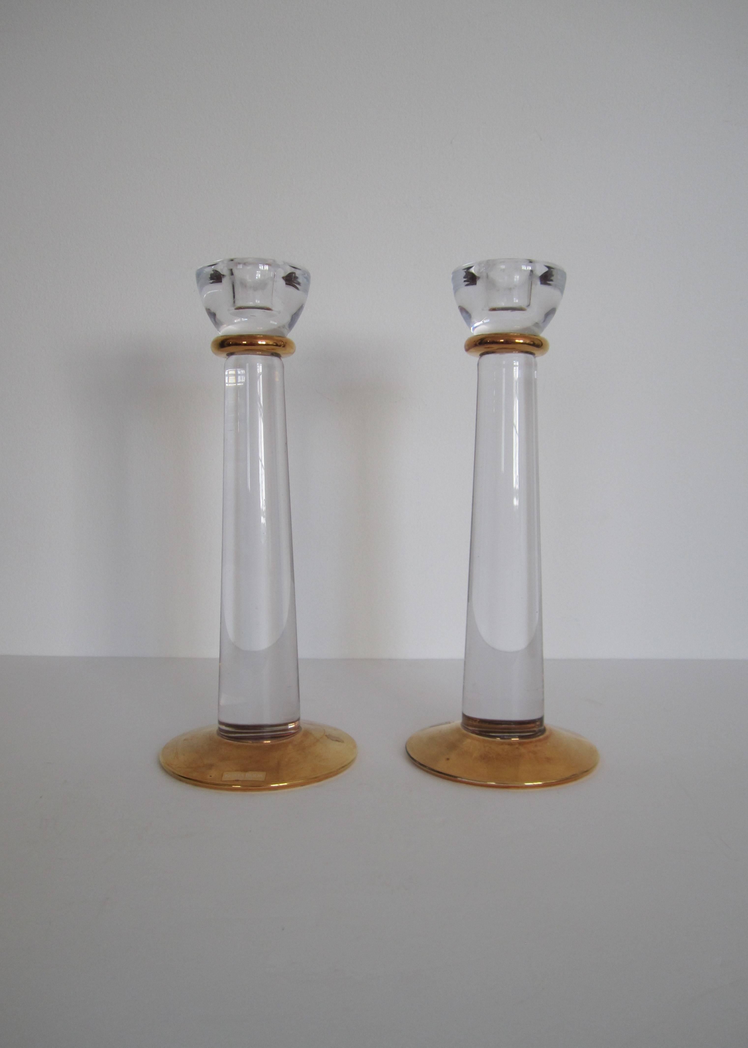 Post-Modern Substantial Scandinavian Crystal Candle Stick Holders, Sweden, 1990s